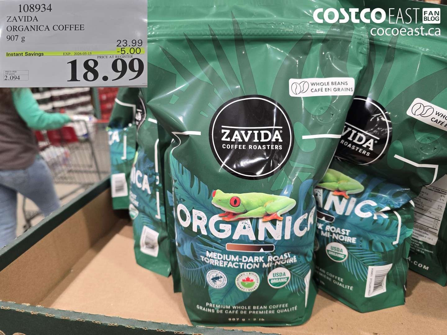 108934 ZAVIDA ORGANICA COFFEE 907 g ($5.00 INSTANT SAVINGS EXPIRES ON 2026-03-15) $18.99