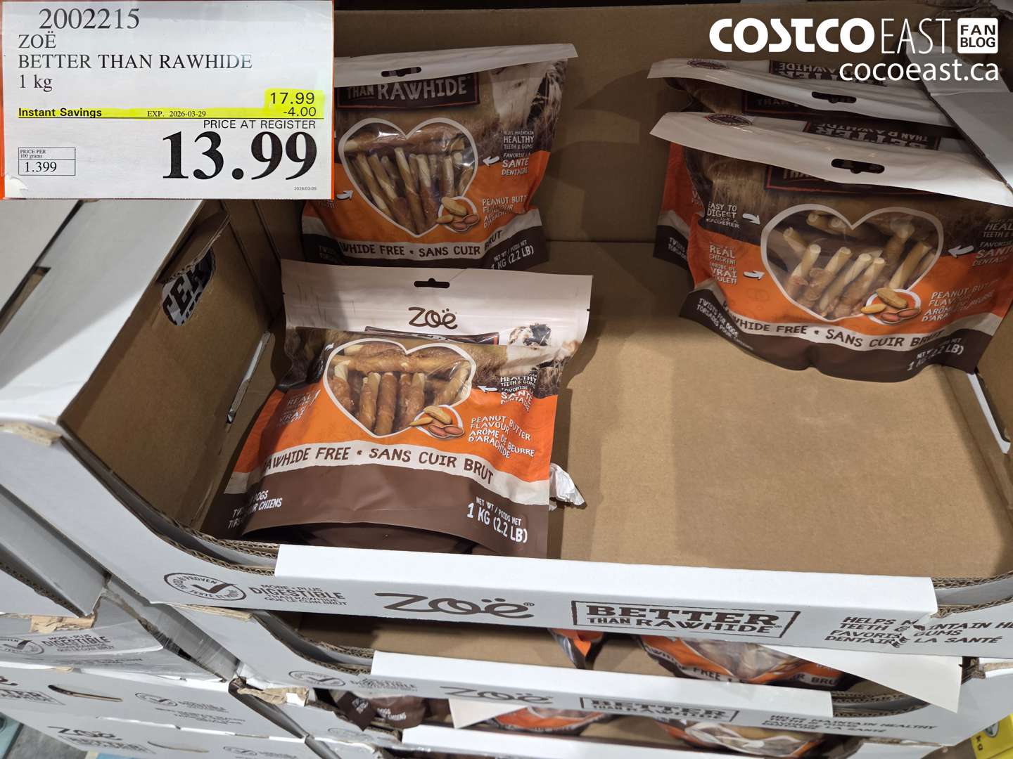 2002215 ZOË BETTER THAN RAWHIDE 1 KG ($4.00 INSTANT SAVINGS EXPIRES ON 2026-03-29) $13.99