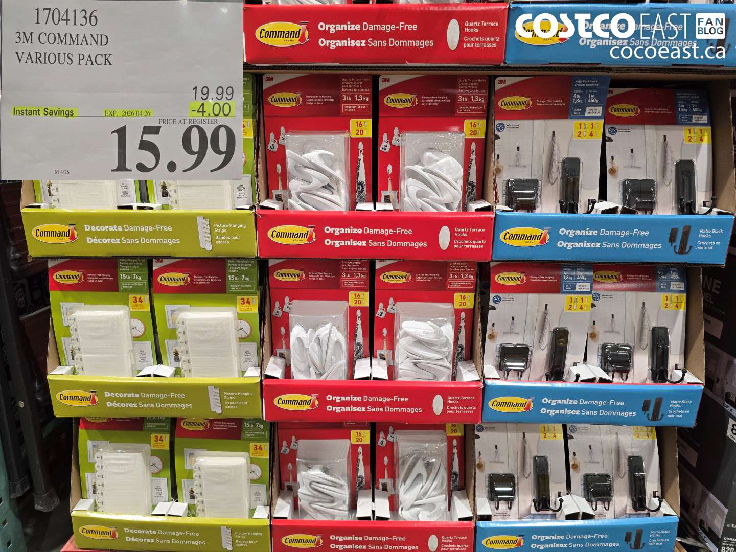 1704136 3M COMMAND VARIOUS PACK ($4.00 INSTANT SAVINGS EXPIRES ON 2026-04-26) $15.99