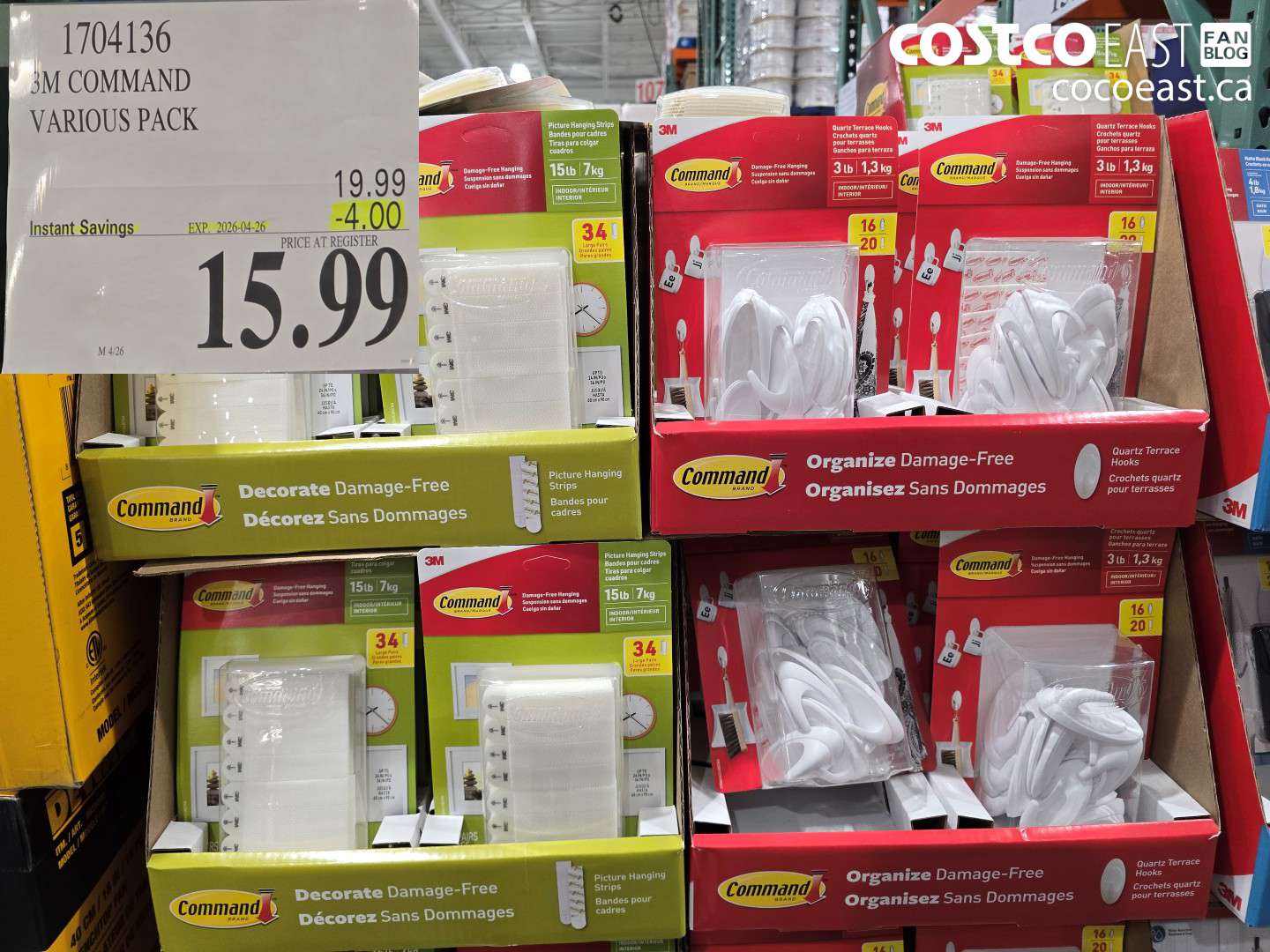 1704136 3M COMMAND VARIOUS PACK ($4.00 INSTANT SAVINGS EXPIRES ON 2026-04-26) $15.99