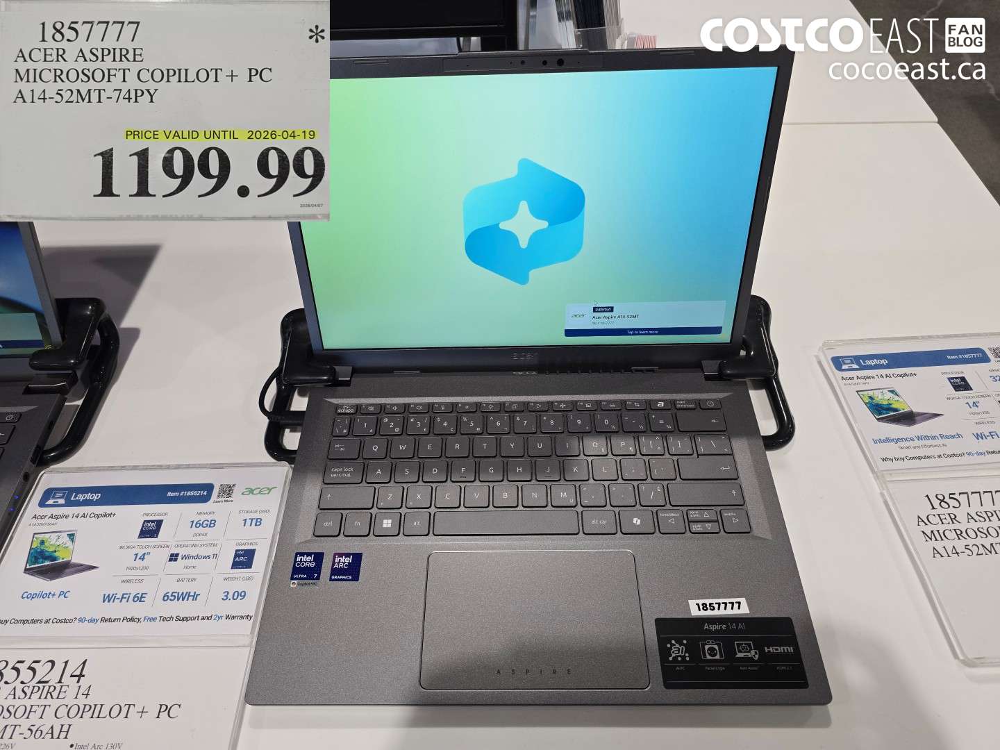 1857777 ACER ASPIRE MICROSOFT COPILOT+ PC A14-52MT-74PY $1199.99