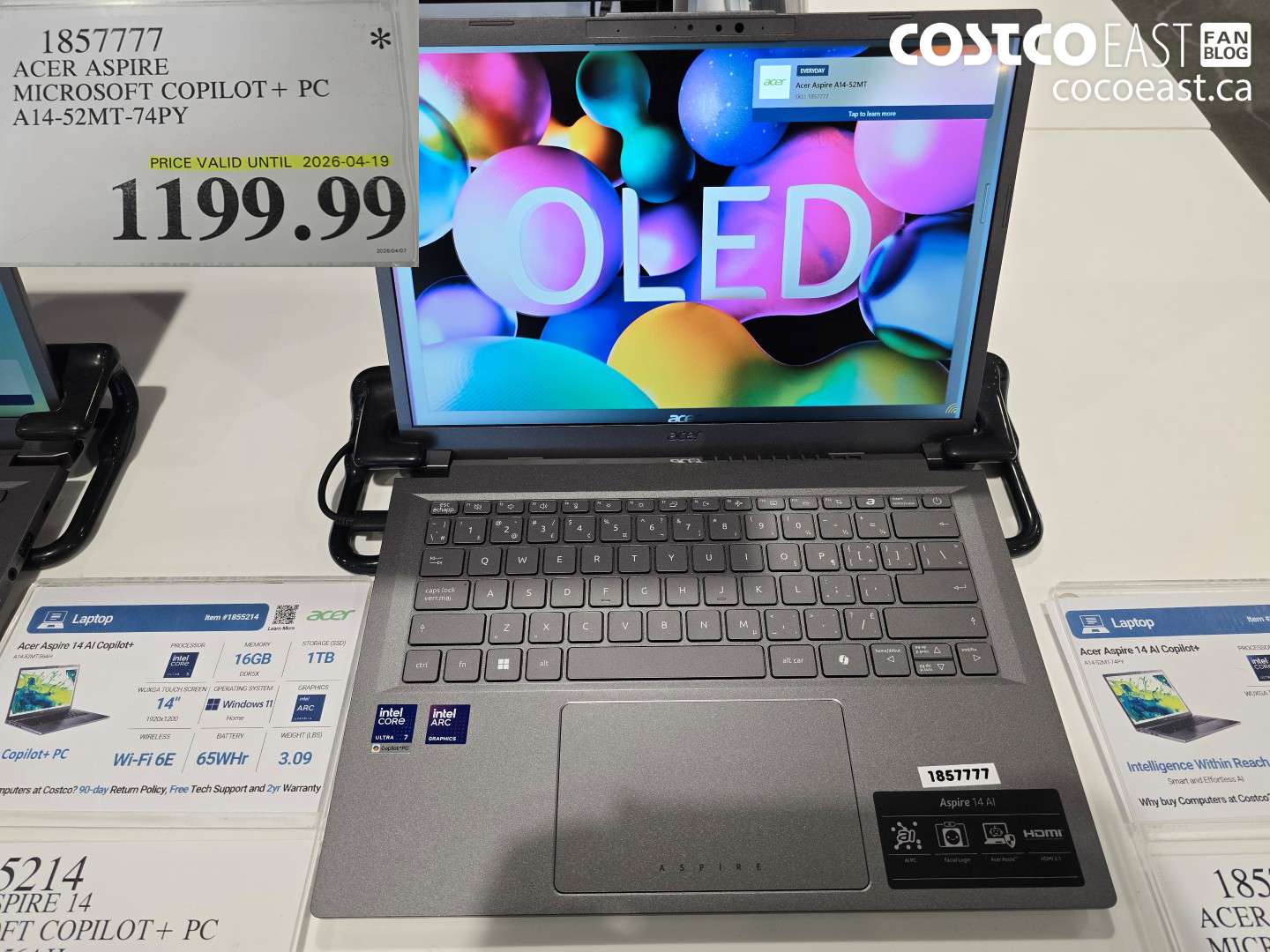 1857777 ACER ASPIRE MICROSOFT COPILOT + PC A14-52MT-74PY $1199.99