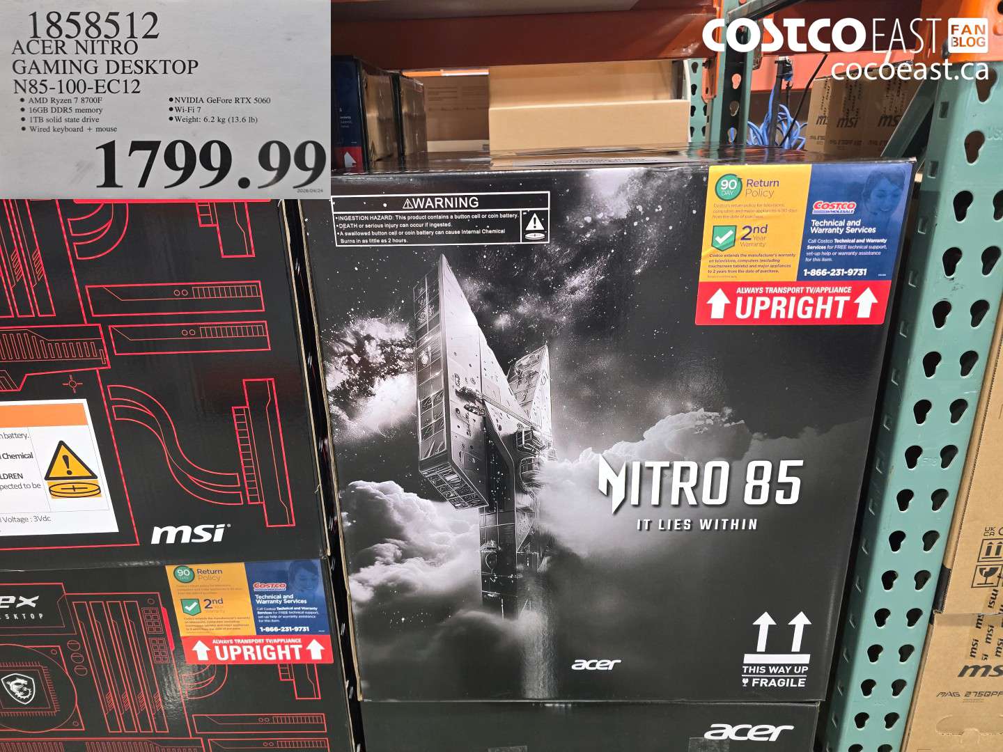 1858512 ACER NITRO GAMING DESKTOP N85-100-EC12 $1799.99