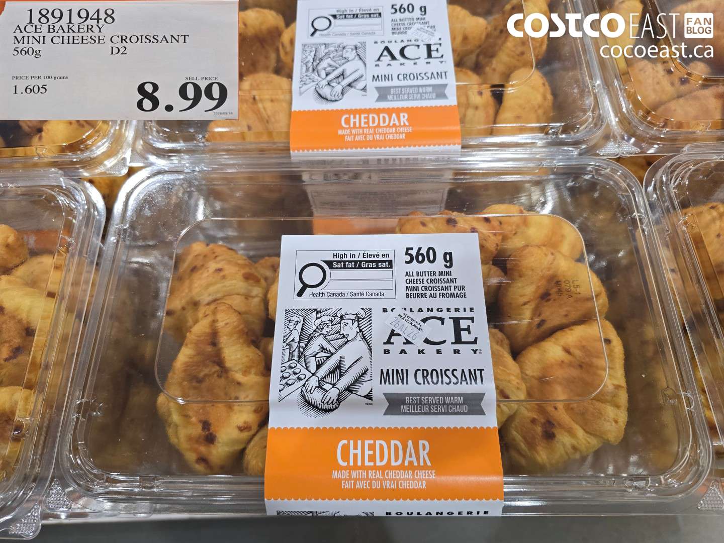 1891948 ACE BAKERY MINI CHEESE CROISSANT 560G $8.99