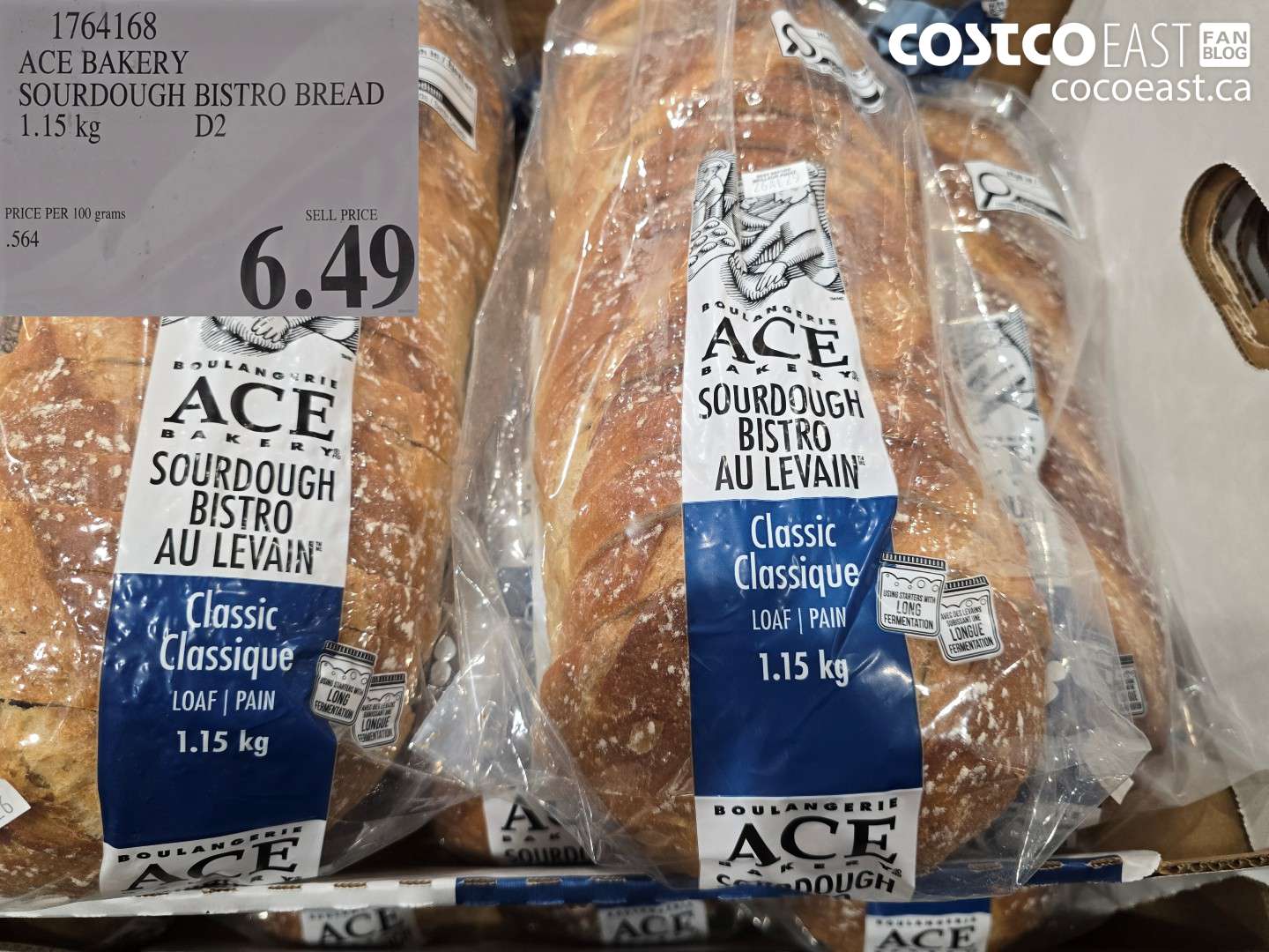 1764168 ACE BAKERY SOURDOUGH BISTRO BREAD 1.15 KG $6.49