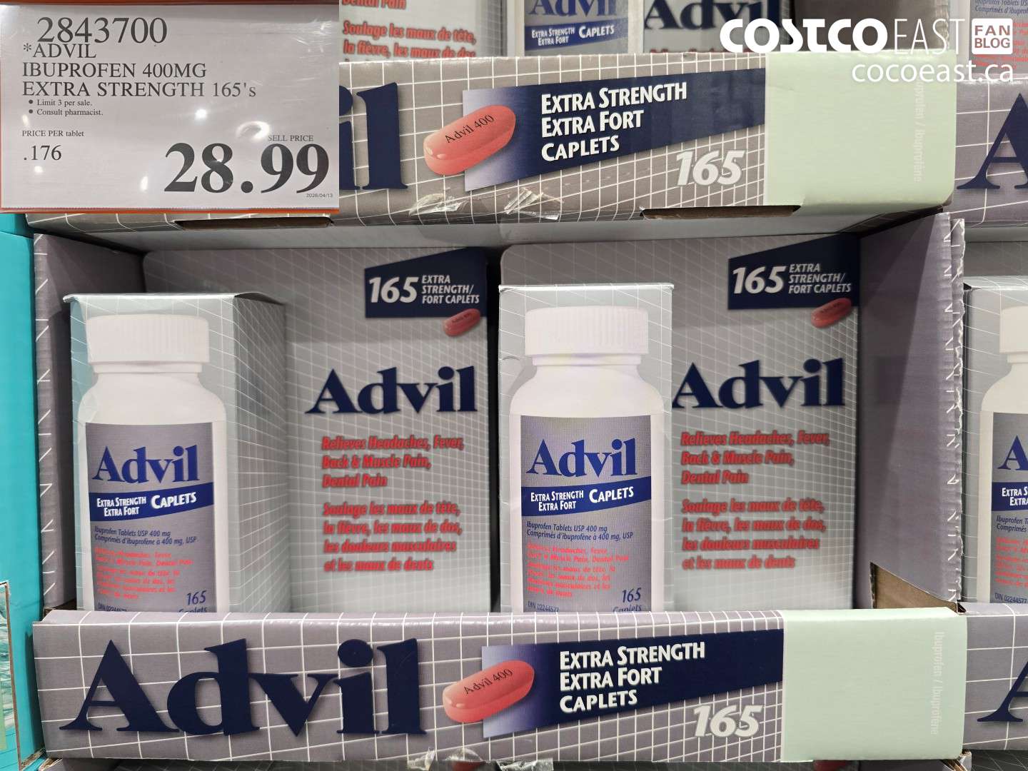 2843700 ADVIL IBUPROFEN 400MG EXTRA STRENGTH 165'S $28.99