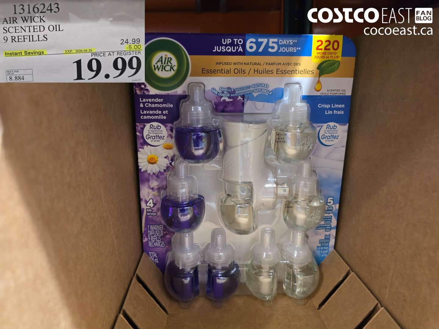 1316243 AIR WICK SCENTED OIL 9 REFILLS ($5.00 INSTANT SAVINGS EXPIRES ON 2026-04-26) $19.99