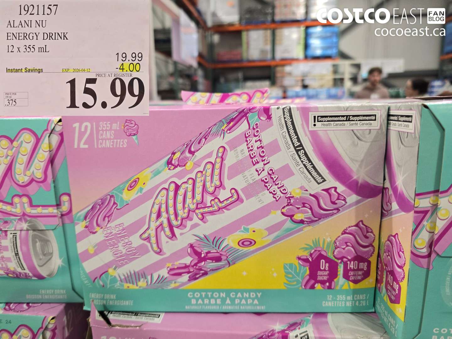 1921157 ALANI NU ENERGY DRINK 12 X 355 ML ($4.00 INSTANT SAVINGS EXPIRES ON 2026-04-12) $15.99