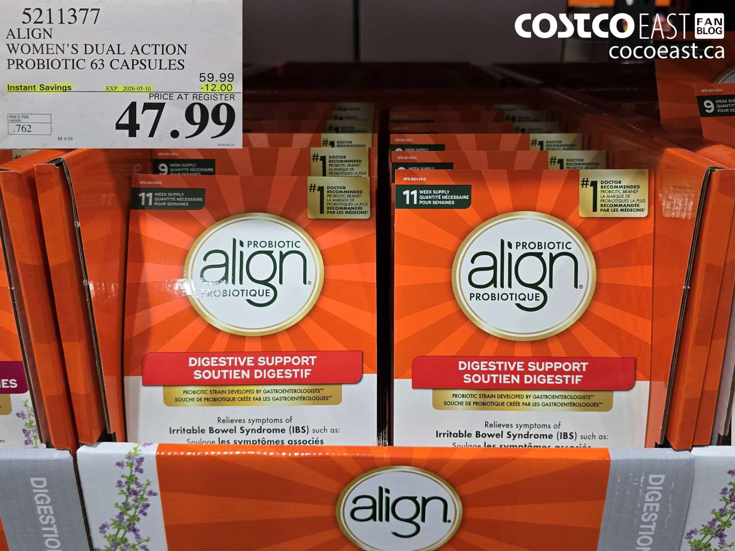 5211377 ALIGN WOMEN'S DUAL ACTION PROBIOTIC 63 CAPSULES ($12.00 INSTANT SAVINGS EXPIRES ON 2026-05-10) $47.99