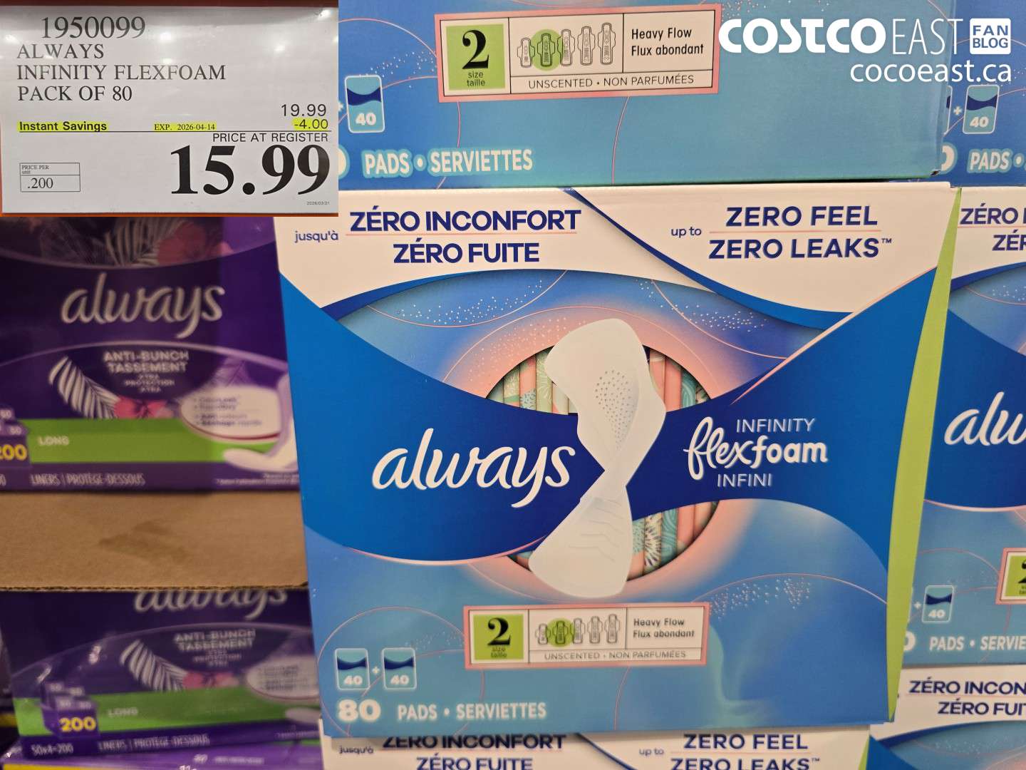 1950099 ALWAYS INFINITY FLEXFOAM PACK OF 80 ($4.00 INSTANT SAVINGS EXPIRES ON 2026-04-14) $15.99