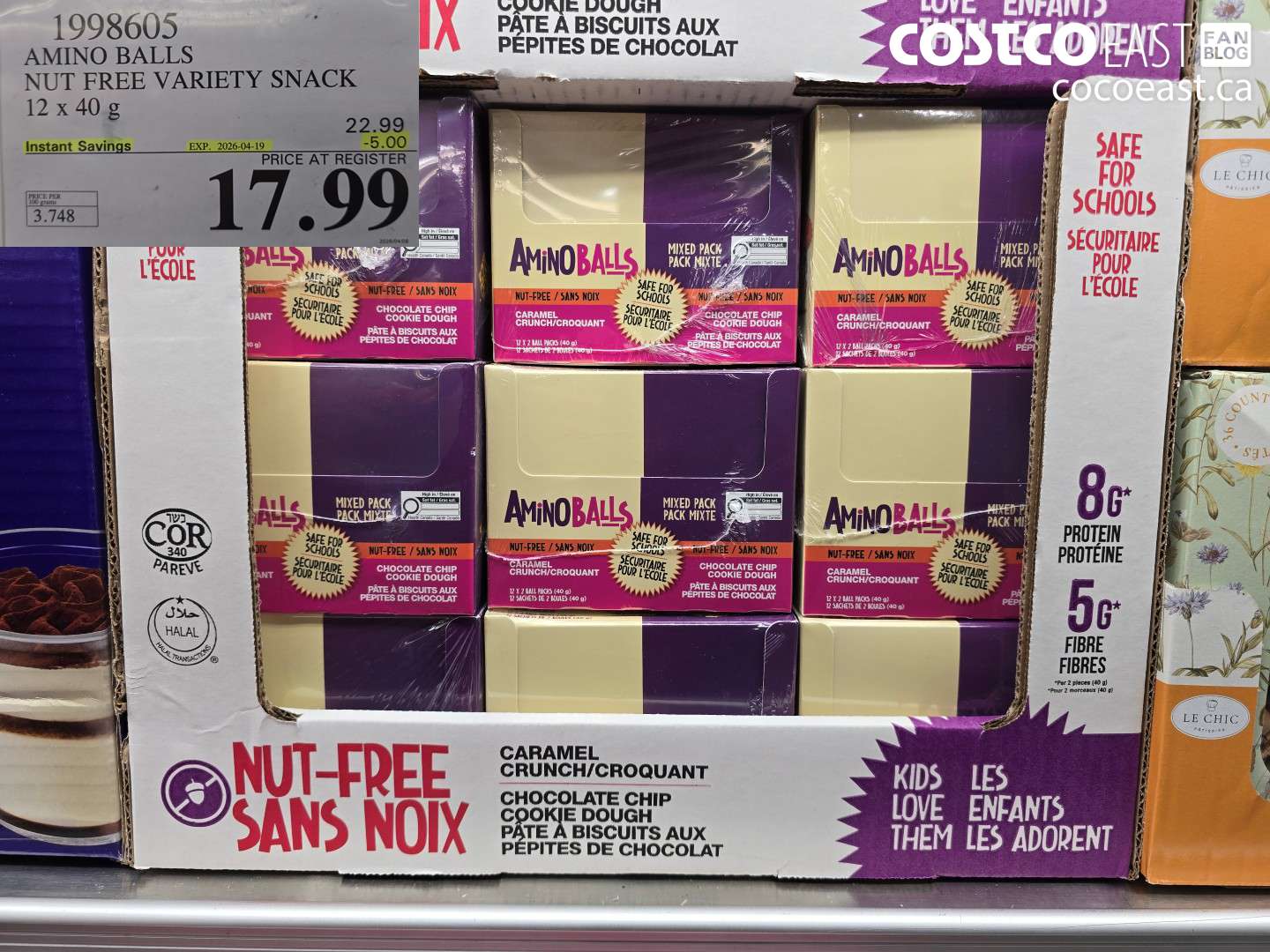 1998605 AMINO BALLS NUT FREE VARETY SNACK 12 X 40 G ($5.00 INSTANT SAVINGS EXPIRES ON 2026-04-19) $17.99