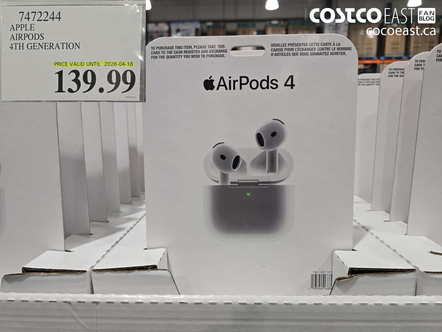 7472244 APPLE AIRPODS 4TH GENERATION $139.99