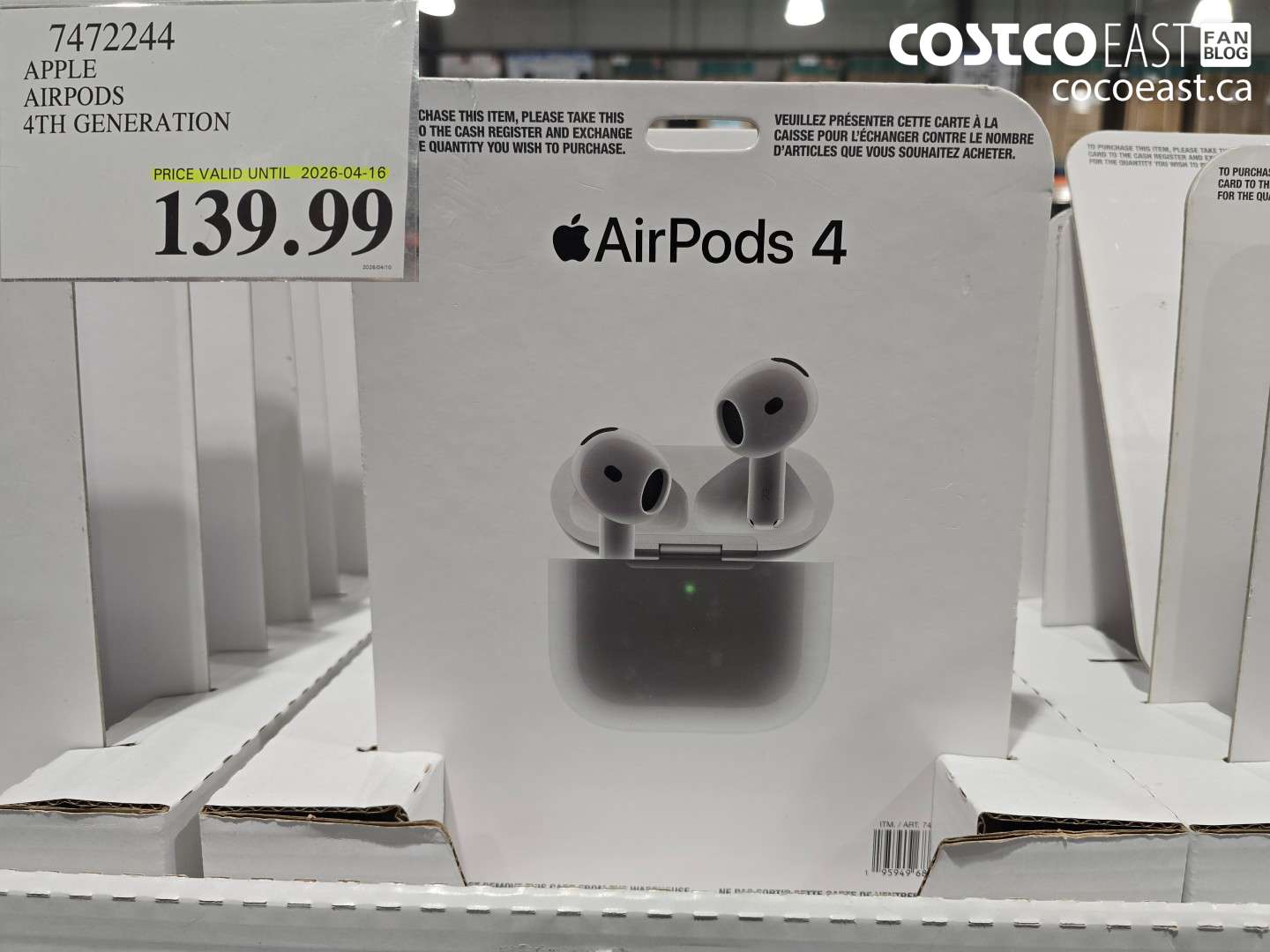 7472244 APPLE AIRPODS 4TH GENERATION $139.99