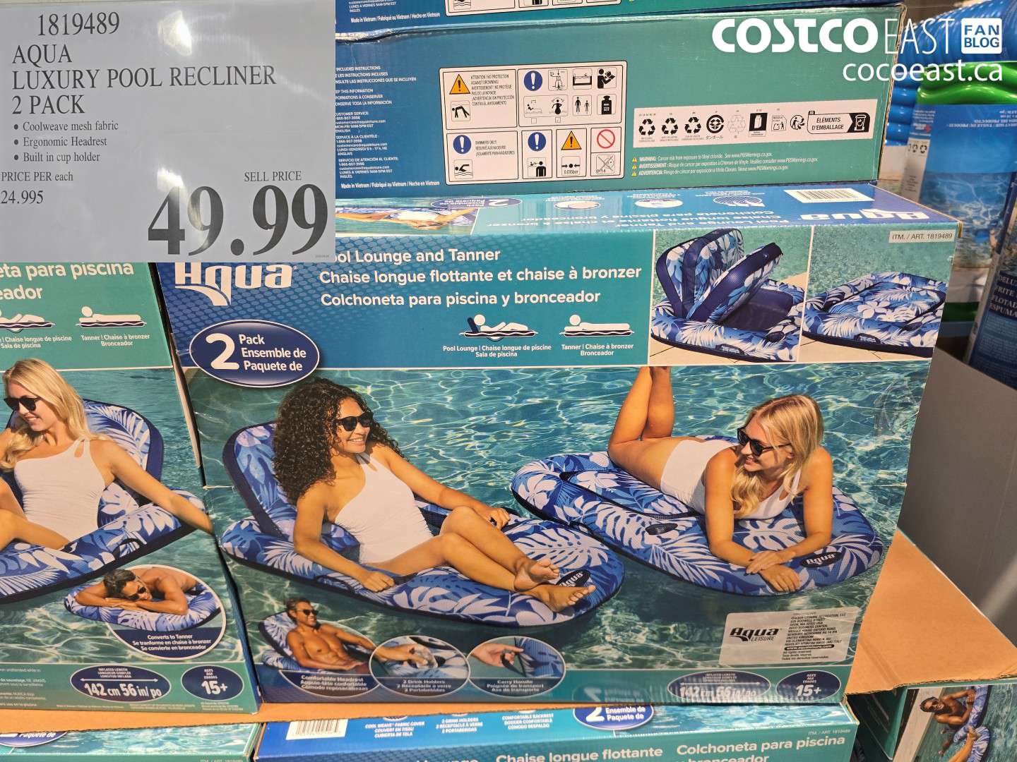 18119489 AQUA LUXURY POOL RECLINER 2 PACK $49.99