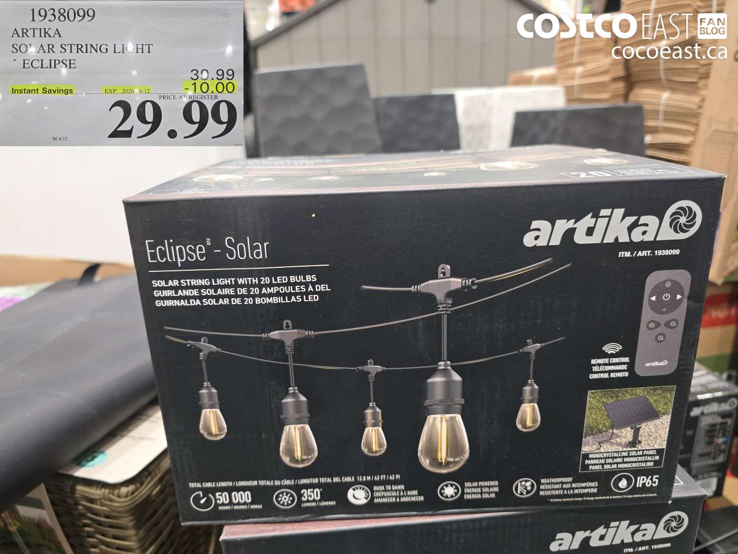 1938099 ARTIKA SOLAR STRING LIGHT ECLIPSE ($10.00 INSTANT SAVINGS EXPIRES ON 2026-04-12) $29.99