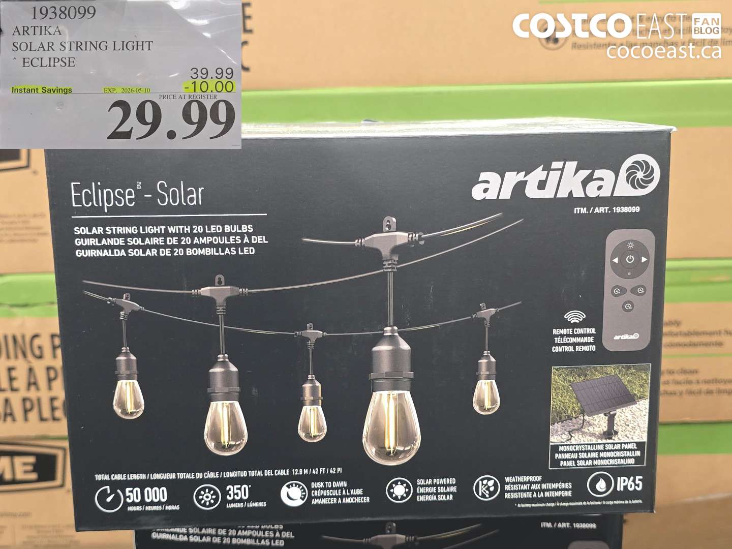1938099 ARTIKA SOLAR STRING LIGHT ECLIPSE ($10.00 INSTANT SAVINGS EXPIRES ON 2026-05-10) $29.99