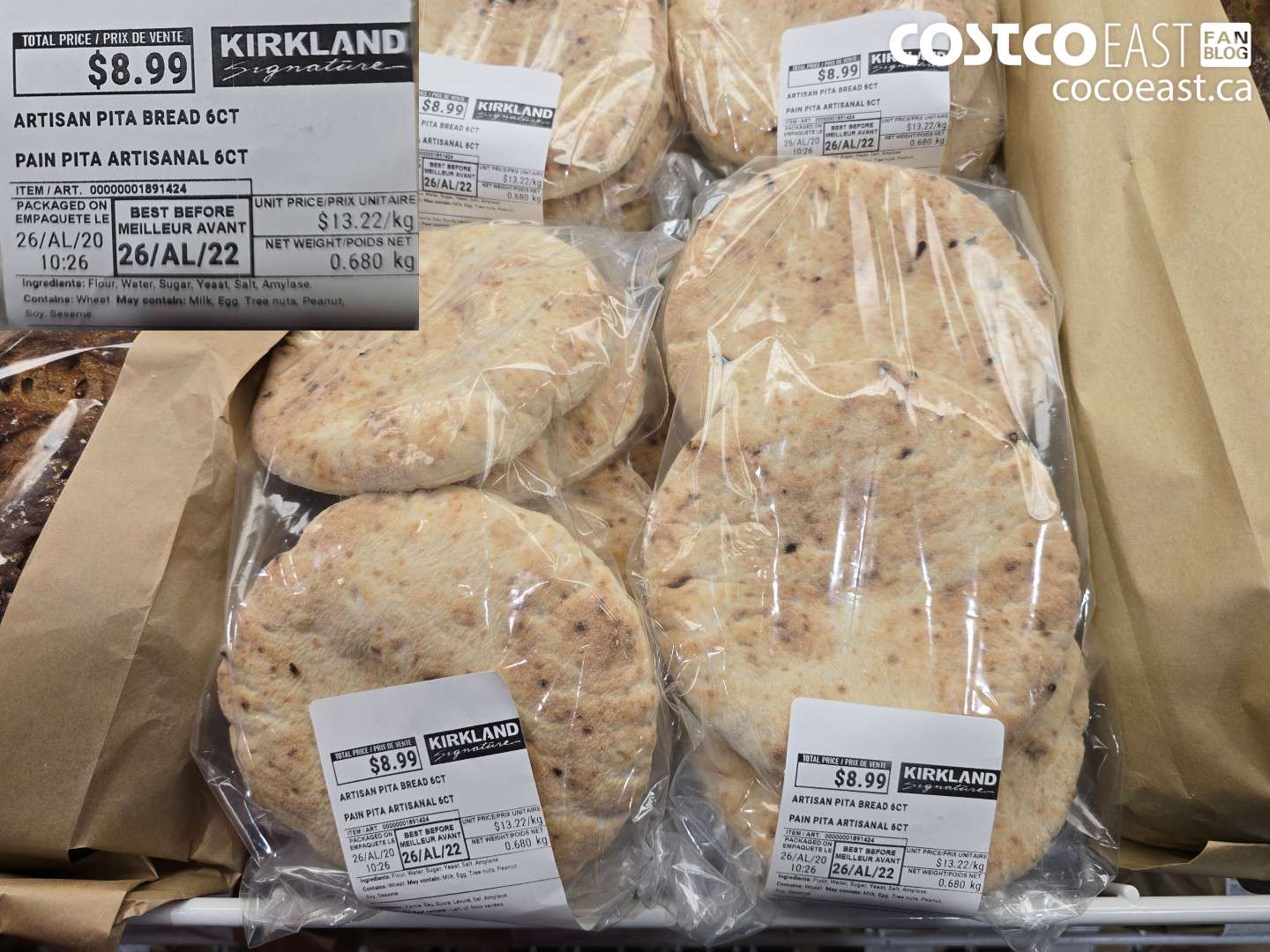 1891424 ARTISAN PITA BREAD 6CT $8.99