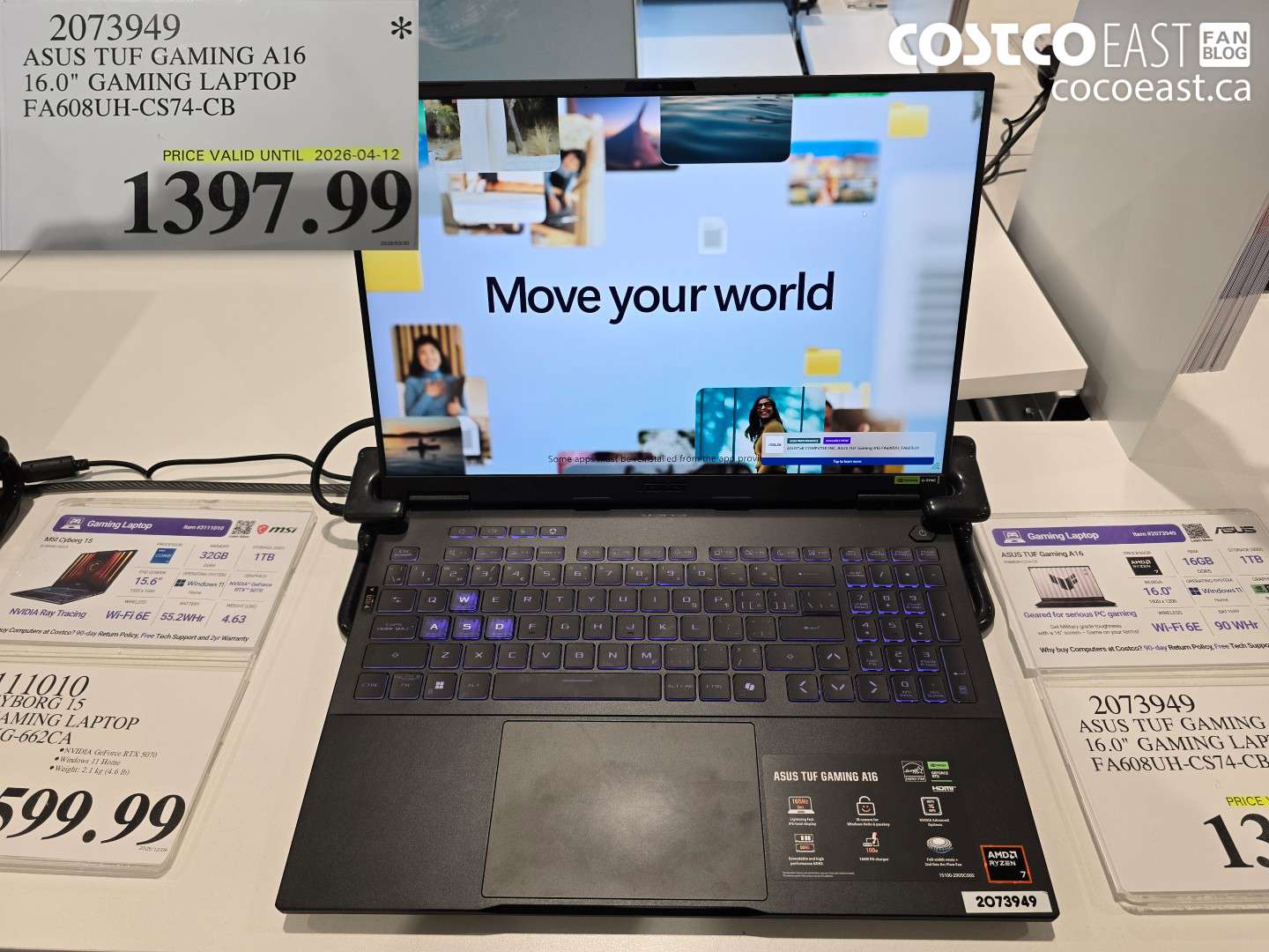2073949 ASUS TUF GAMING A16 16.0 GAMING LAPTOP FA608UH-CS74-CB $1397.99