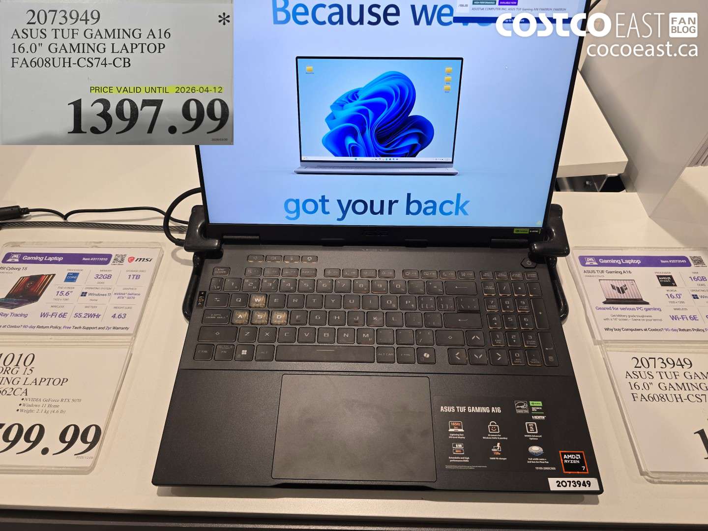 2073949 ASUS TUF GAMING A16 16.0 GAMING LAPTOP FA608UH-CS74-CB $1397.99