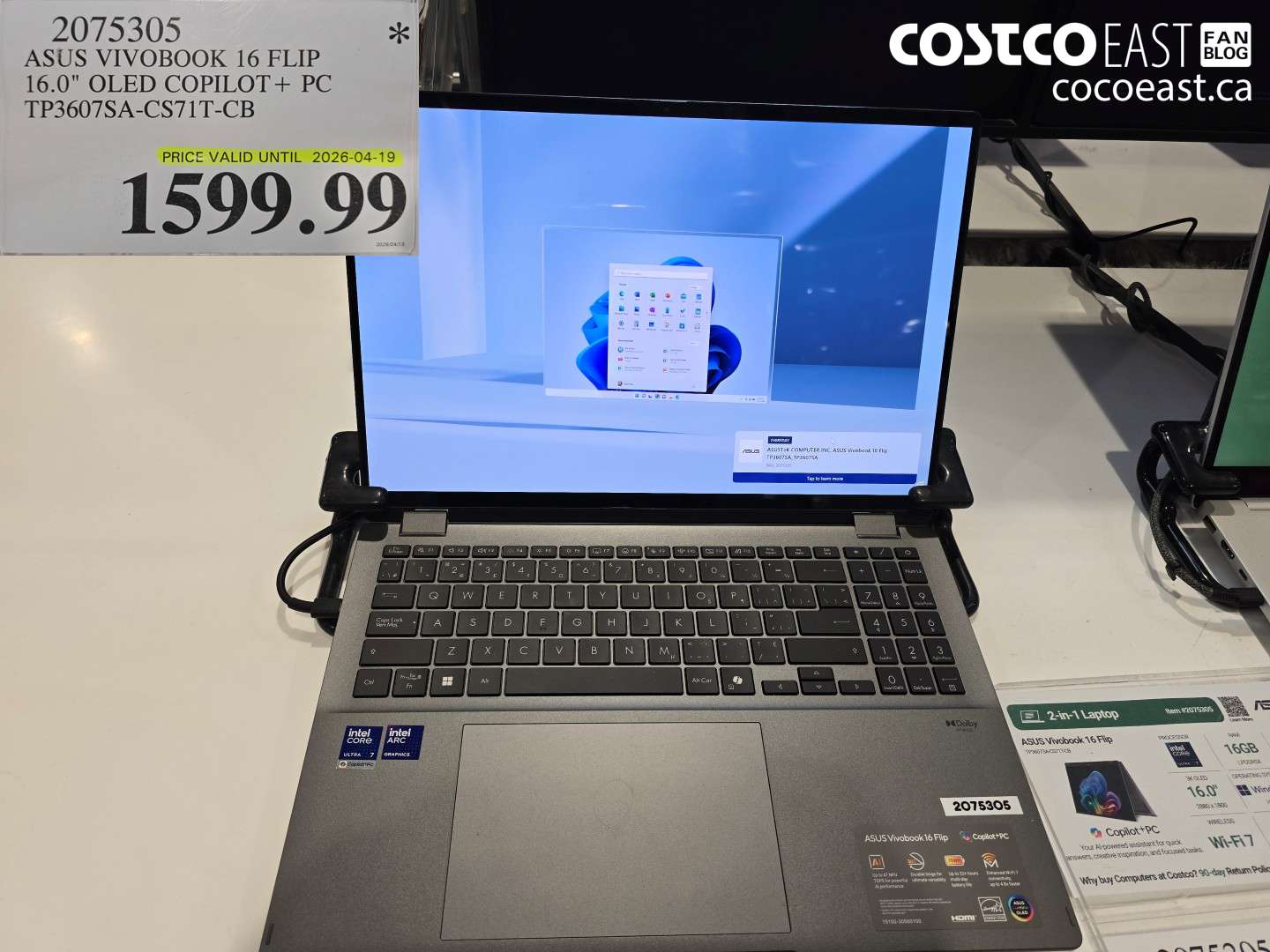 2075305 ASUS VIVOBOK 16 FLIP 16.0 OLED COPILOT+ PC TP3607SA-CS71T-CB $1599.99