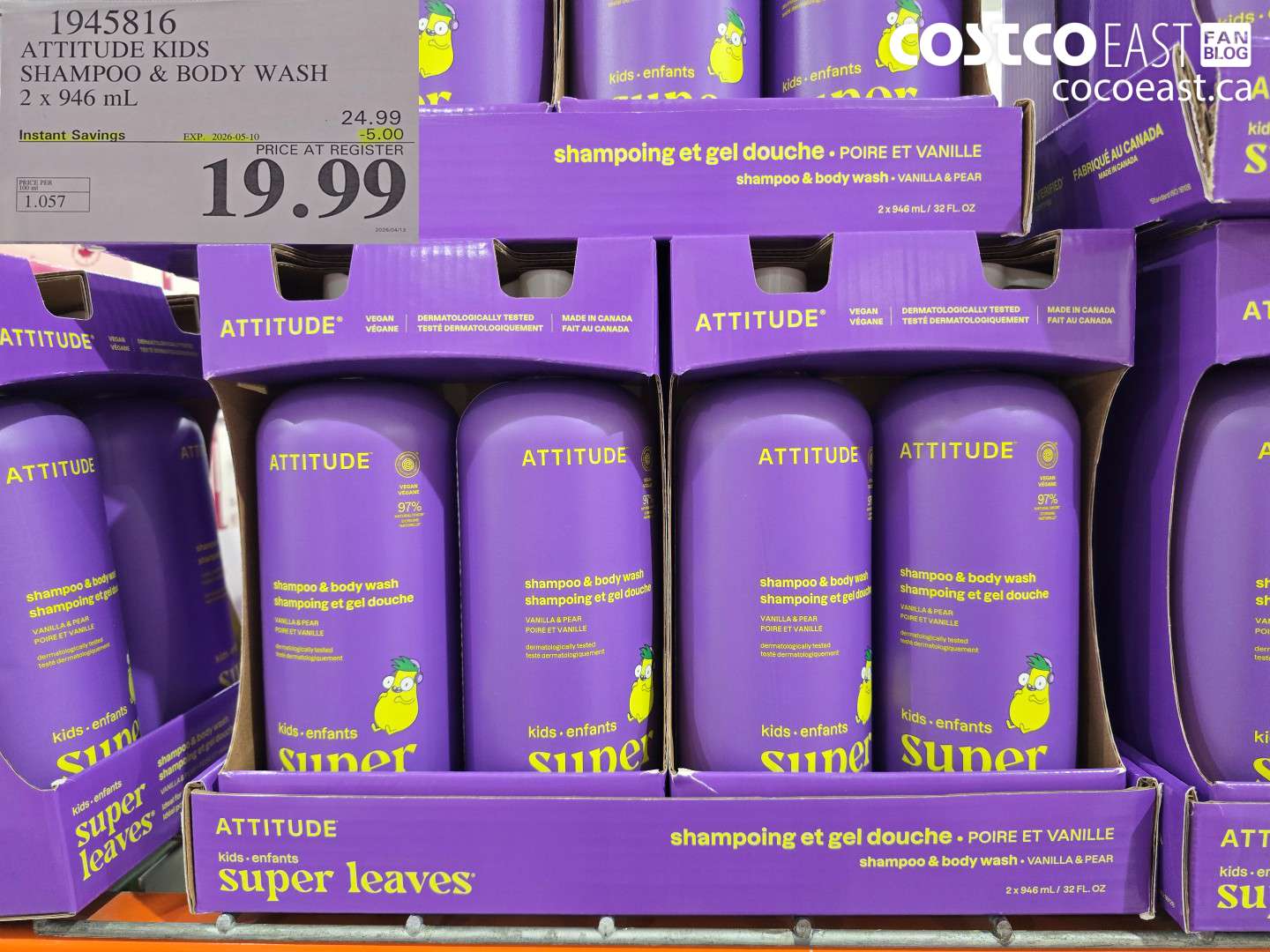 1945816 ATTITUDE KIDS SHAMPOO & BODY WASH 2 X 946 ML ($5.00 INSTANT SAVINGS EXPIRES ON 2026-05-10) $19.99