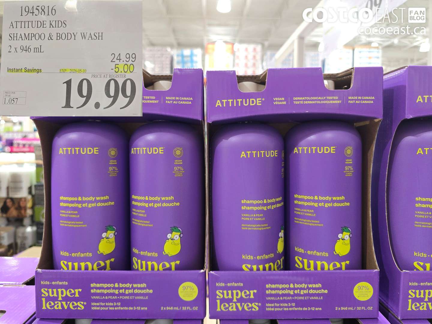 1945816 ATTITUDE KIDS SHAMPOO & BODY WASH 2 X 946 ML ($5.00 INSTANT SAVINGS EXPIRES ON 2026-05-10) $19.99