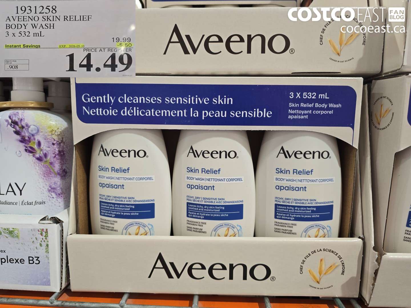 1931258 AVEENO SKIN RELIEF BODY WASH 3 X 532 ML ($5.50 INSTANT SAVINGS EXPIRES ON 2026-05-10) $14.49