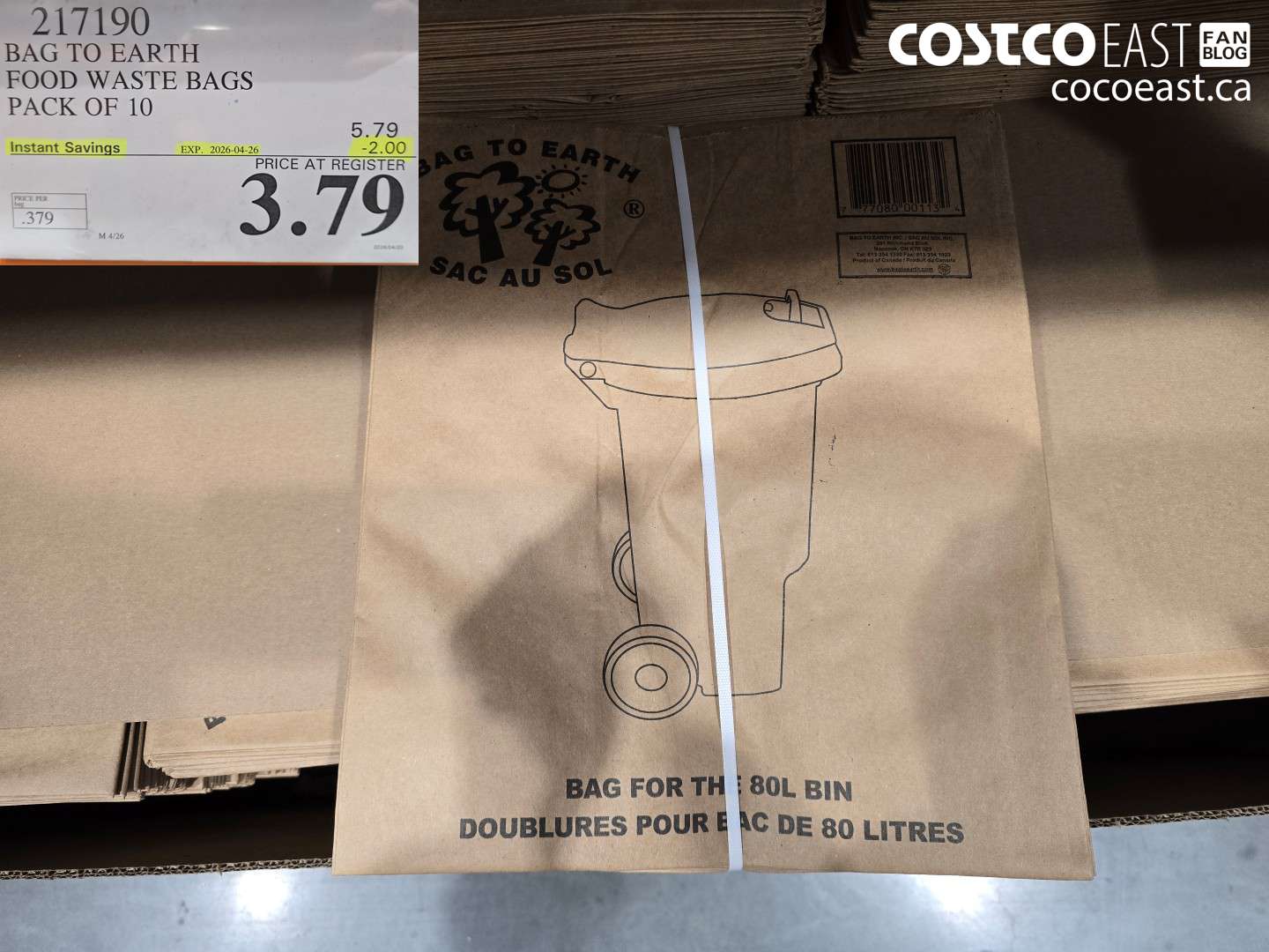 217190 BAG TO EARTH FOOD WASTE BAGS PACK OF 10 ($2.00 INSTANT SAVINGS EXPIRES ON 2026-04-26) $3.79