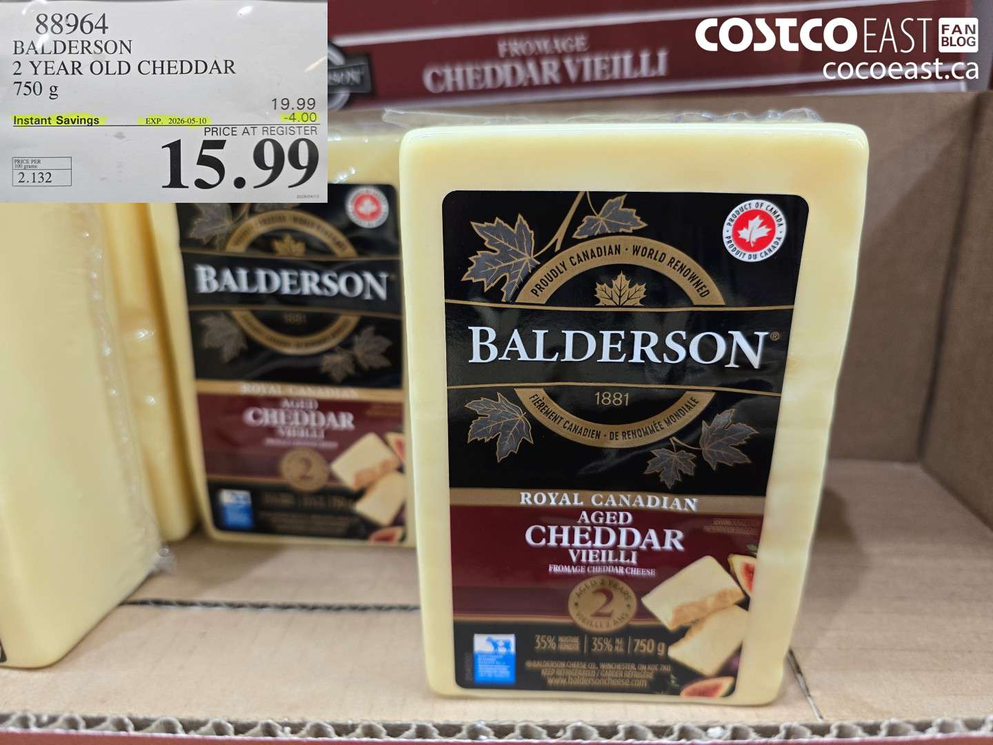 88964 BALDERSON 2 YEAR OLD CHEDDAR 750 G ($4.00 INSTANT SAVINGS EXPIRES ON 2026-05-10) $15.99