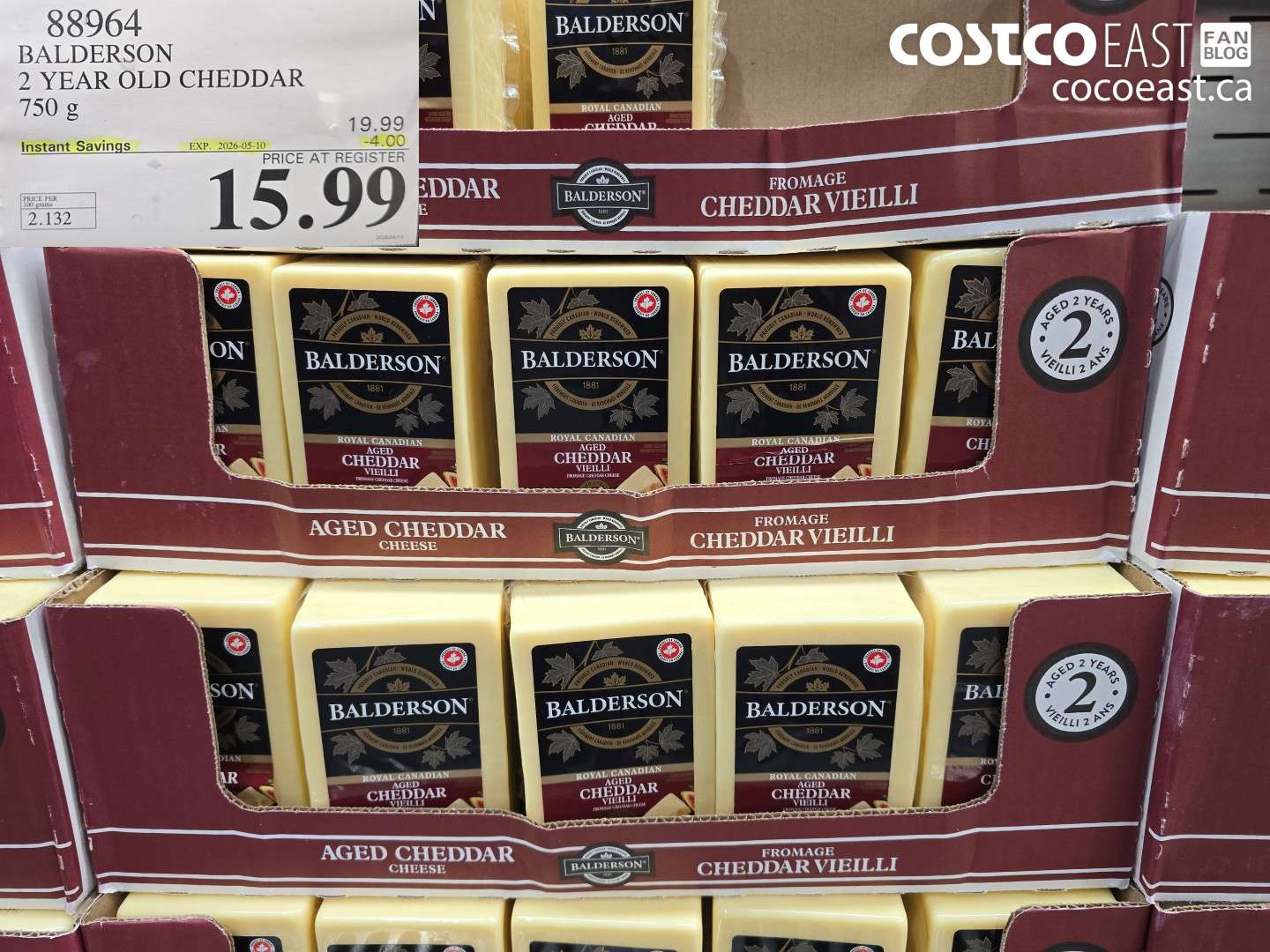 88964 BALDERSON 2 YEAR OLD CHEDDAR 750 G ($4.00 INSTANT SAVINGS EXPIRES ON 2026-05-10) $15.99