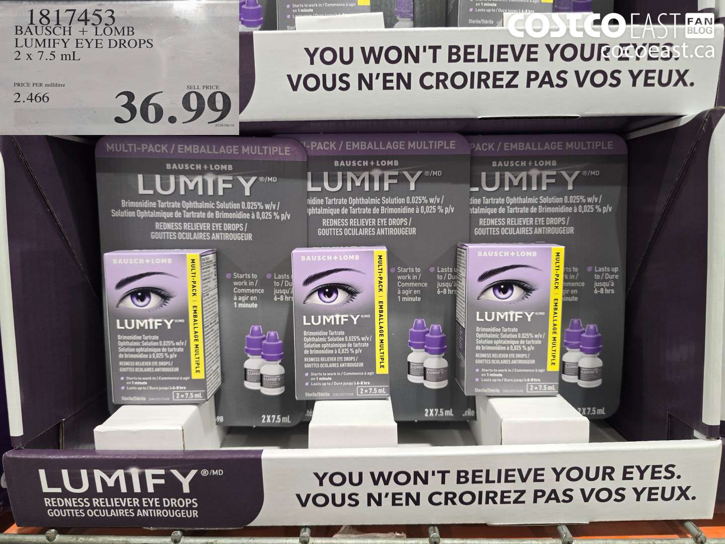 1817453 BAUSCH + LOMB LUMIFY EYE DROPS 2 X 7.5 ML $36.99