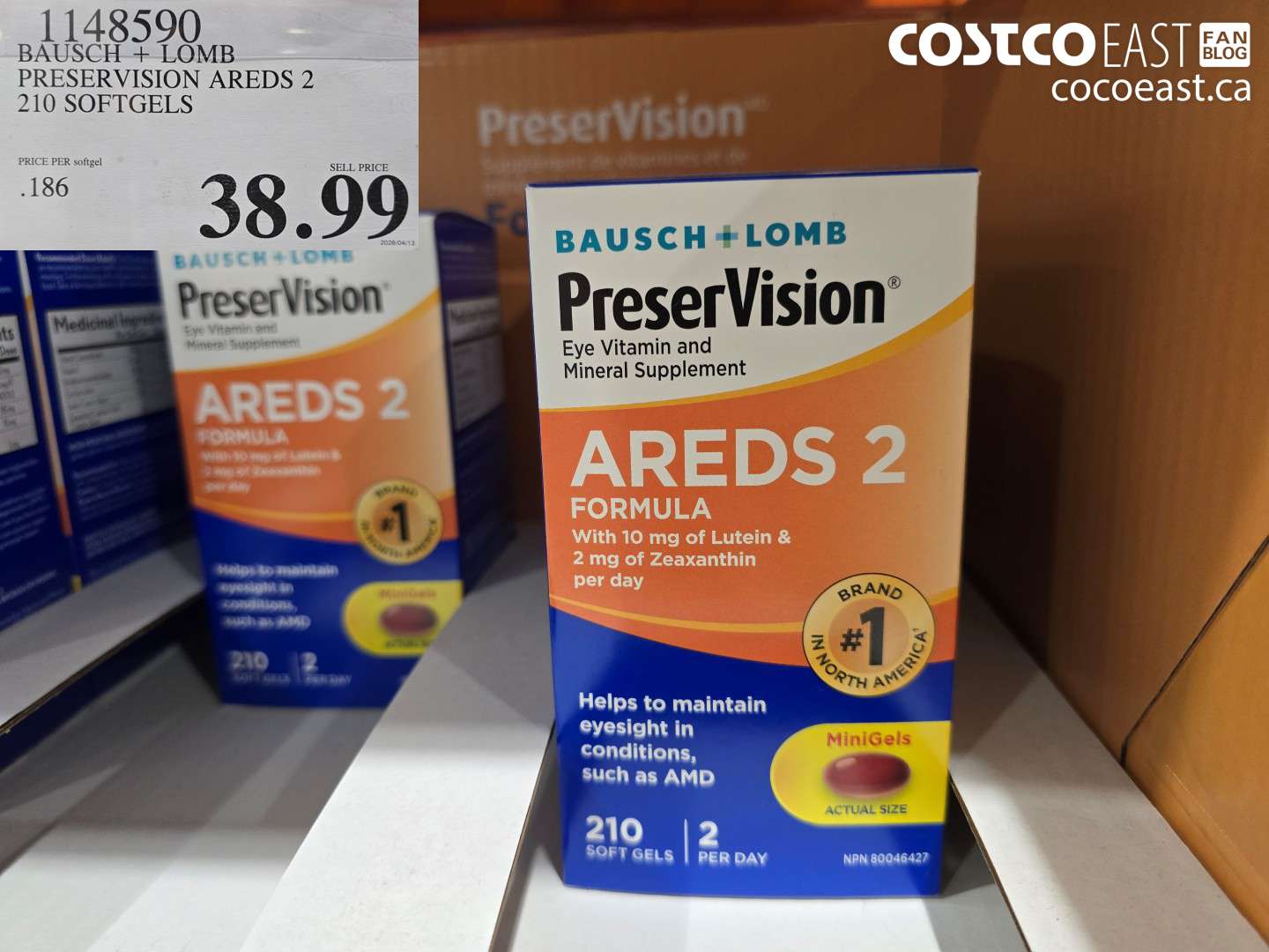 1148590 BAUSCH + LOMB PRESERVISION AREDS 2 210 SOFTGELS $38.99