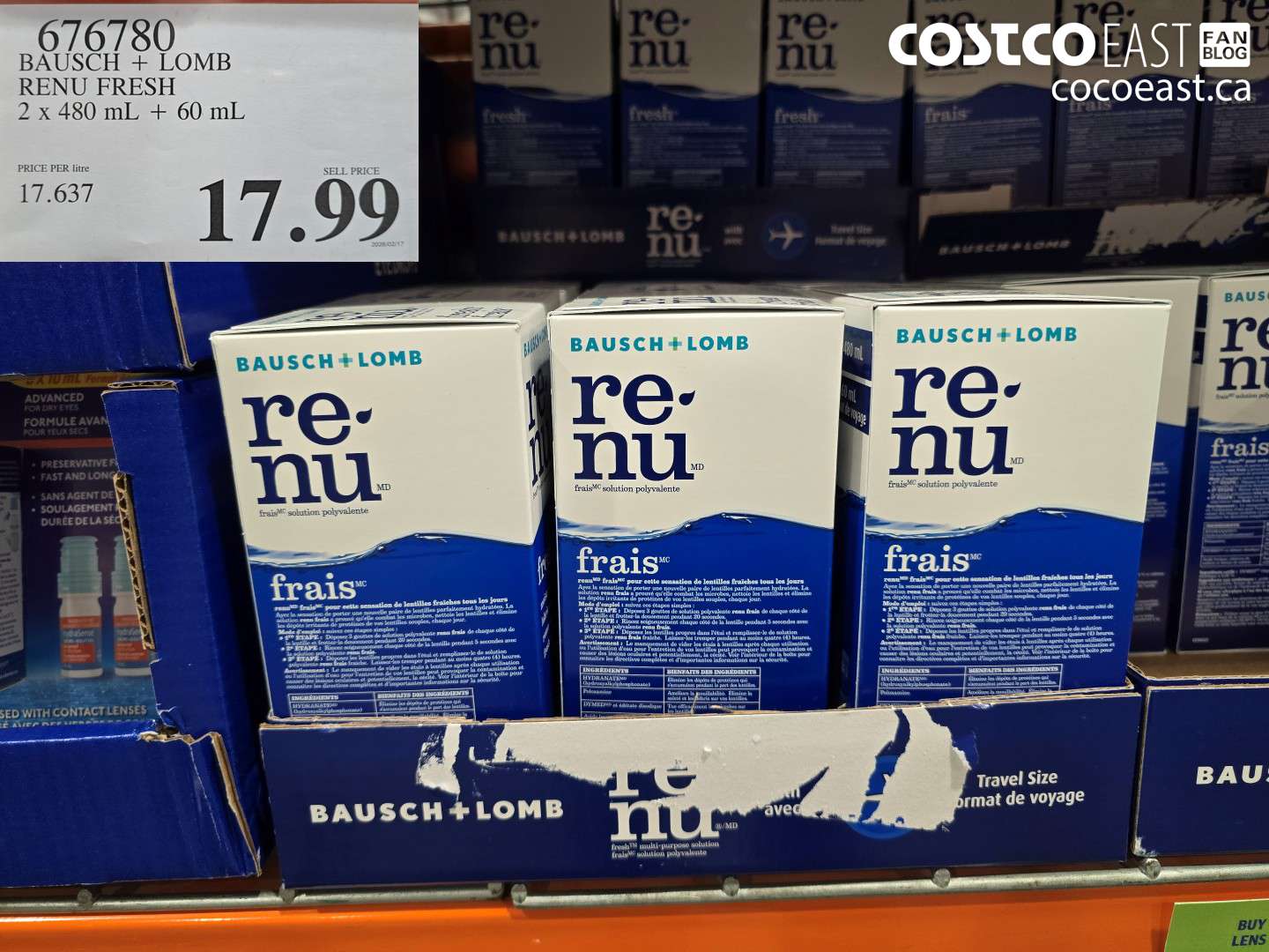 676780 BAUSCH + LOMB RENU FRESH 2 X 480 ML + 60 ML $17.99
