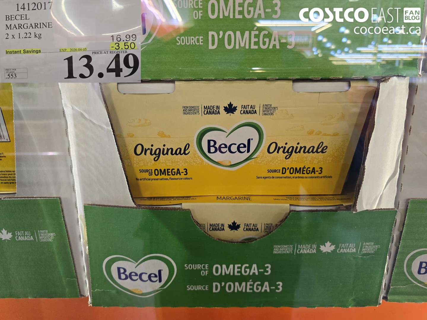 1412017 BECEL MARGARINE 2 X 1.22 KG ($3.50 INSTANT SAVINGS EXPIRES ON 2026-04-05) $13.49