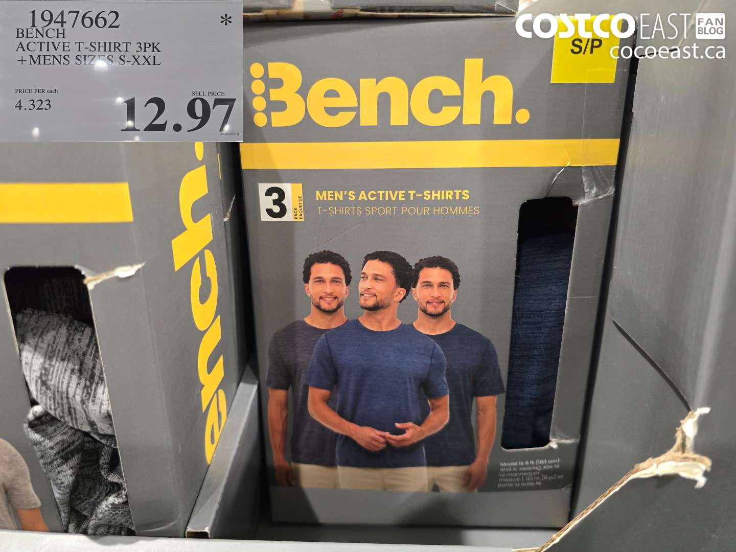 1947662 BENCH ACTIVE T-SHIRT 3PK + MENS SIZES S-XXL $12.97