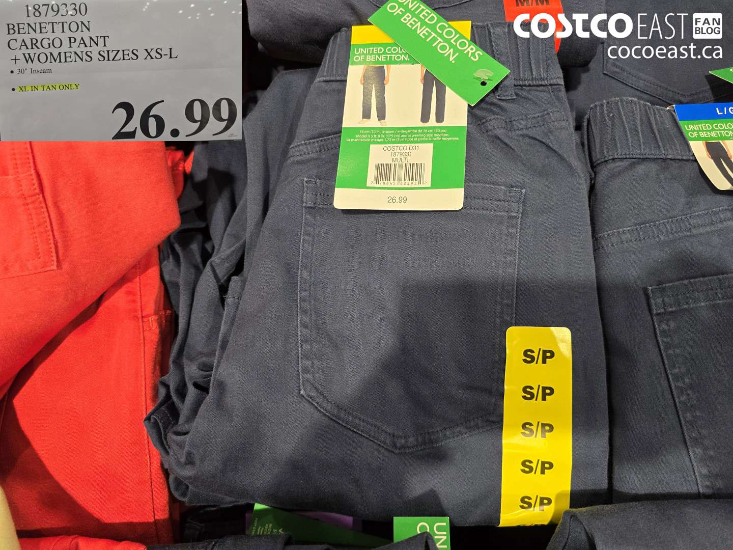 1879330 BENETTON CARGO PANT + WOMENS SIZES XS-L $26.99