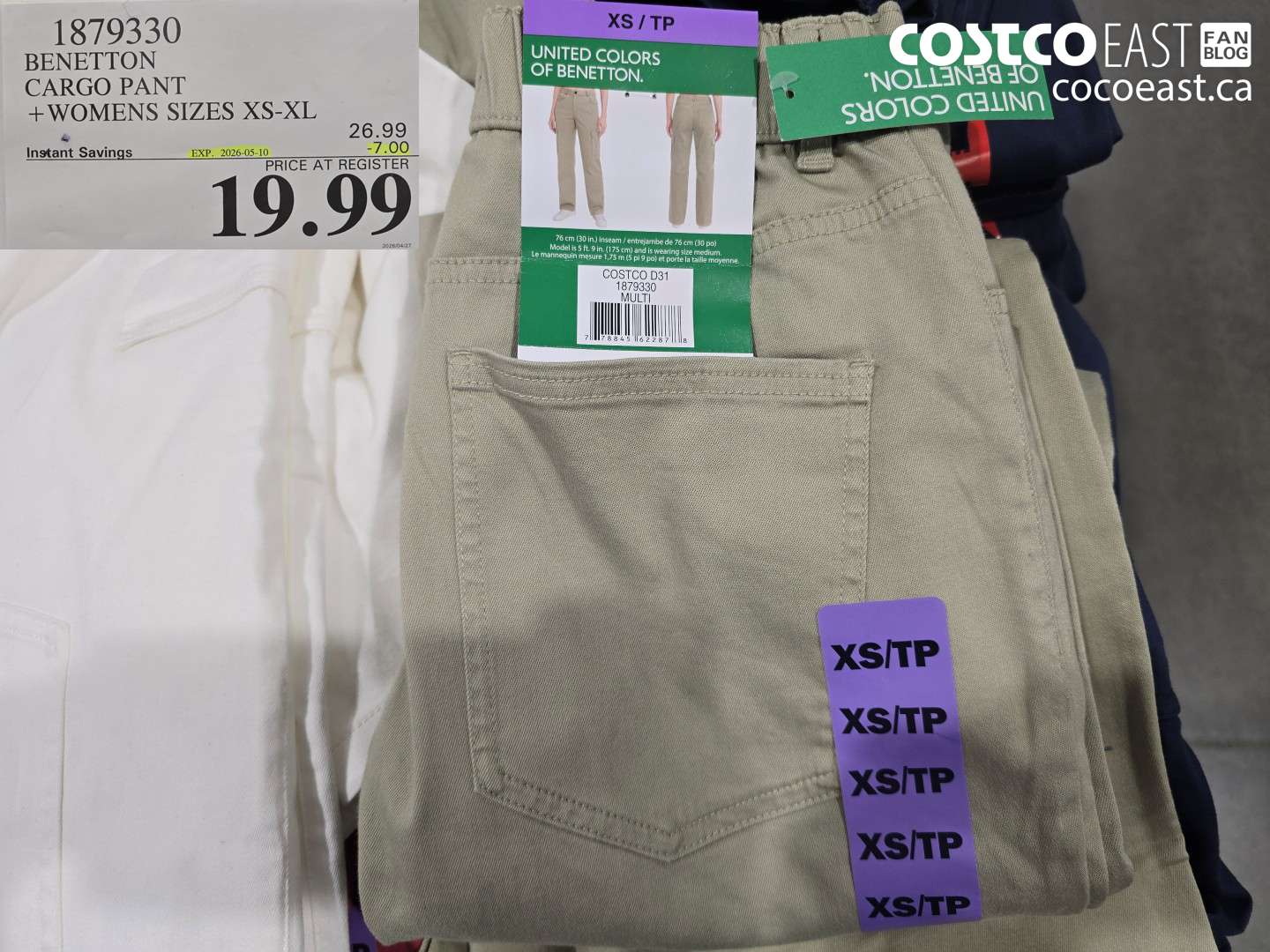 1879330 BENETTON CARGO PANT + WOMENS SIZES XS-XL ($7.00 INSTANT SAVINGS EXPIRES ON 2026-05-10) $19.99