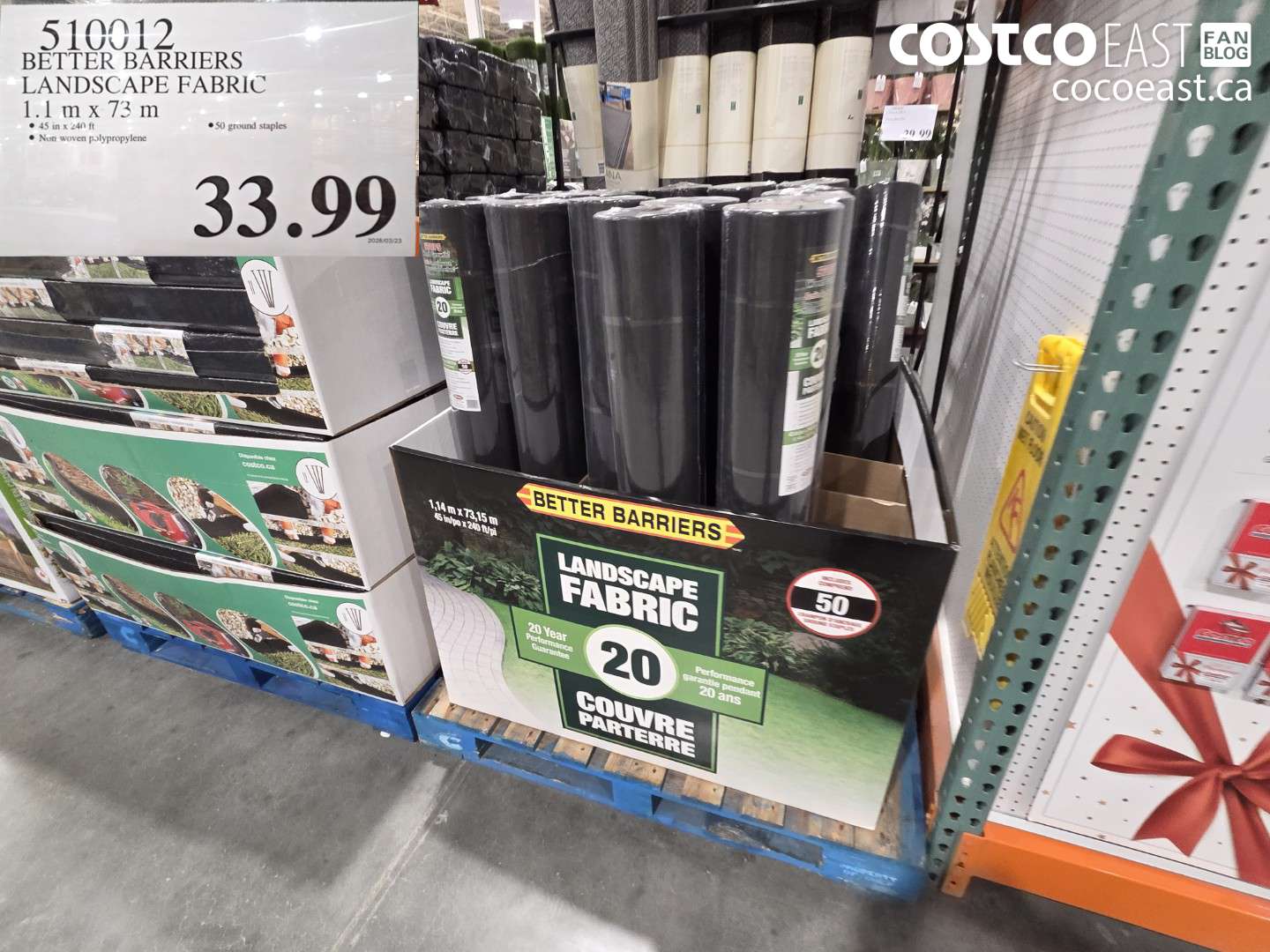 510012 BETTER BARRIERS LANDSCAPE FABRIC 1.1 M X 73 M $33.99