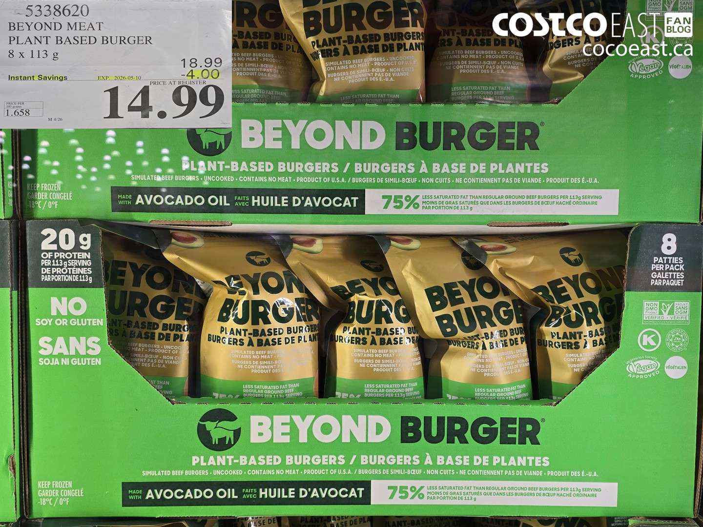5338620 BEYOND MEAT PLANT BASED BURGER 8 X 113 G ($4.00 INSTANT SAVINGS EXPIRES ON 2026-05-10) $14.99
