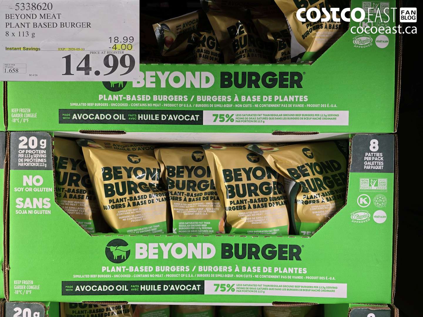 5338620 BEYOND MEAT PLANT BASED BURGER 8 X 113 G ($4.00 INSTANT SAVINGS EXPIRES ON 2026-05-10) $14.99