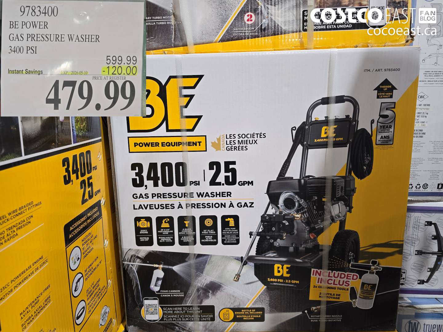 9783400 BE POWER GAS PRESSURE WASHER 3400 PSI ($120.00 INSTANT SAVINGS EXPIRES ON 2026-05-10) $479.99