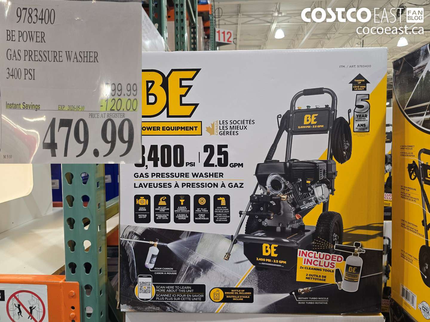 9783400 BE POWER GAS PRESSURE WASHER 3400 PSI ($120.00 INSTANT SAVINGS EXPIRES ON 2026-05-10) $479.99