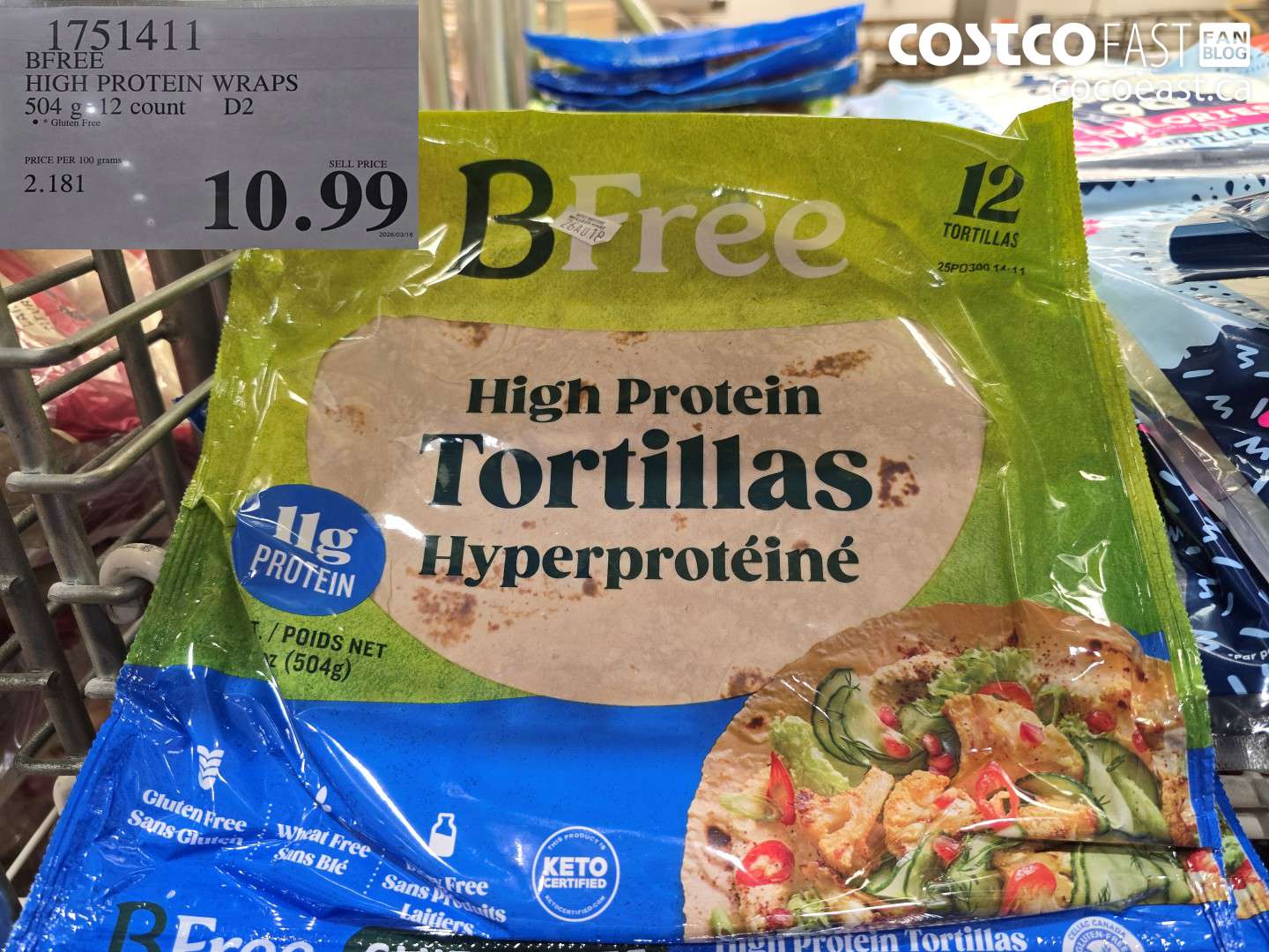 1751411 BFREE HIGH PROTEIN WRAPS 504 G 12 COUNT $10.99