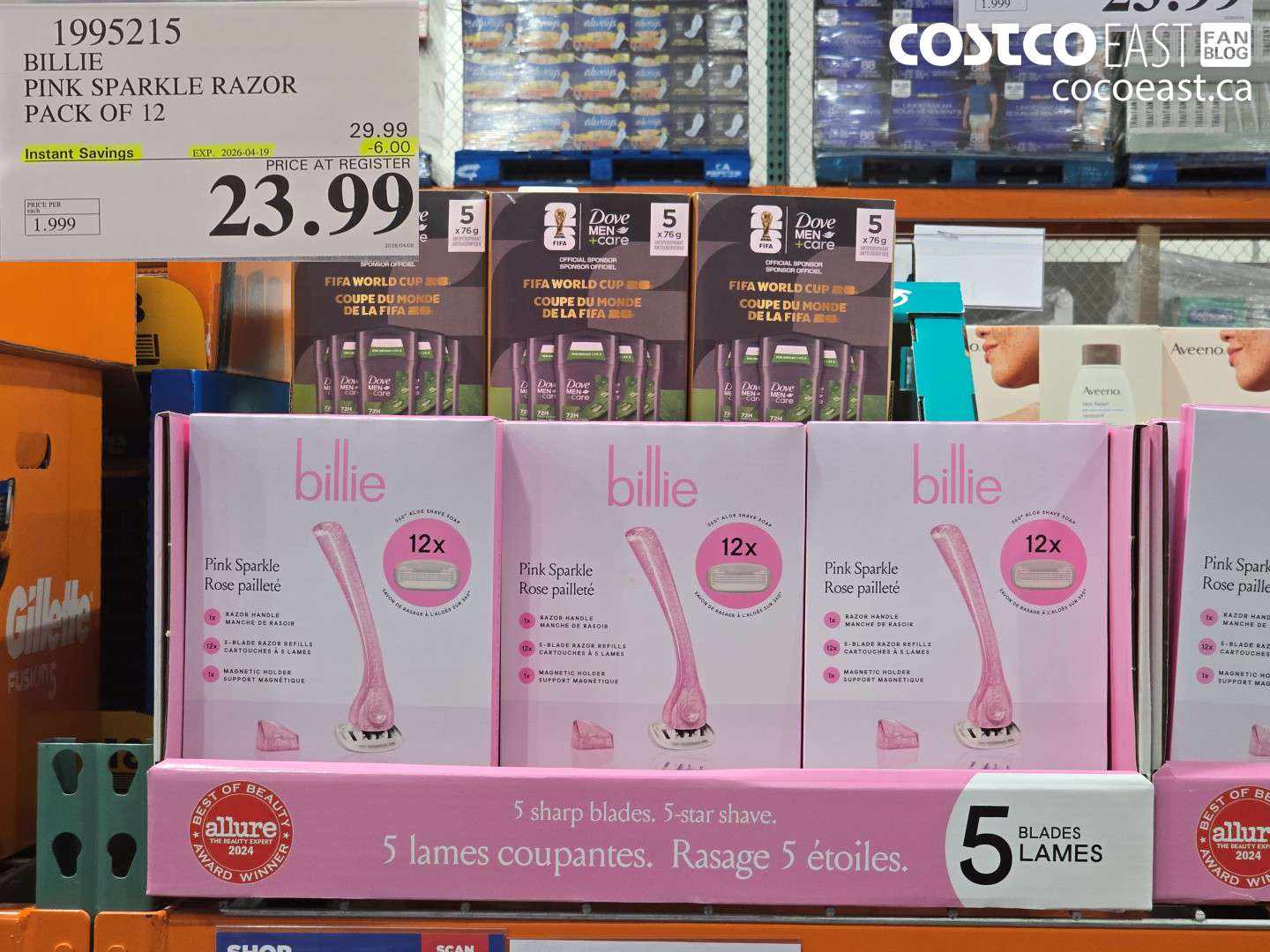 19952115 BILLIE PINK SPARKLE RAZOR PACK OF 12 ($6.00 INSTANT SAVINGS EXPIRES ON 2026-04-19) $23.99