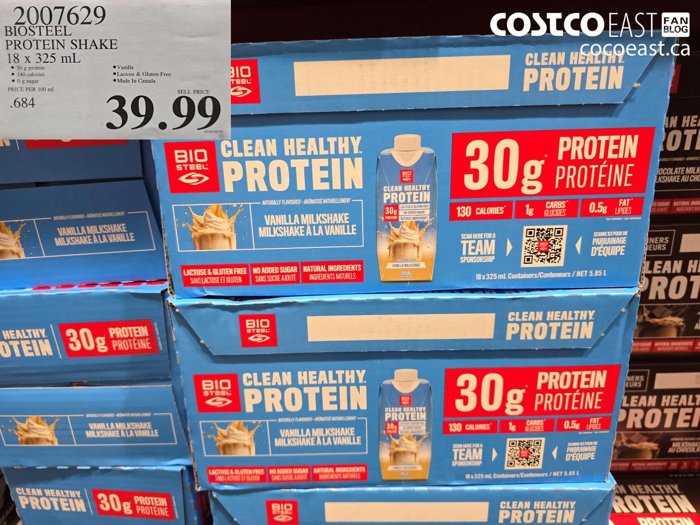 2007629 BIOSTEEL PROTEIN SHAKE 18 X 325 ML $39.99