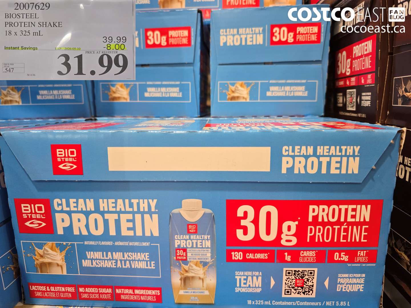 2007629 BIOSTEEL PROTEIN SHAKE 18 X 325 ML ($8.00 INSTANT SAVINGS EXPIRES ON 2026-05-10) $31.99