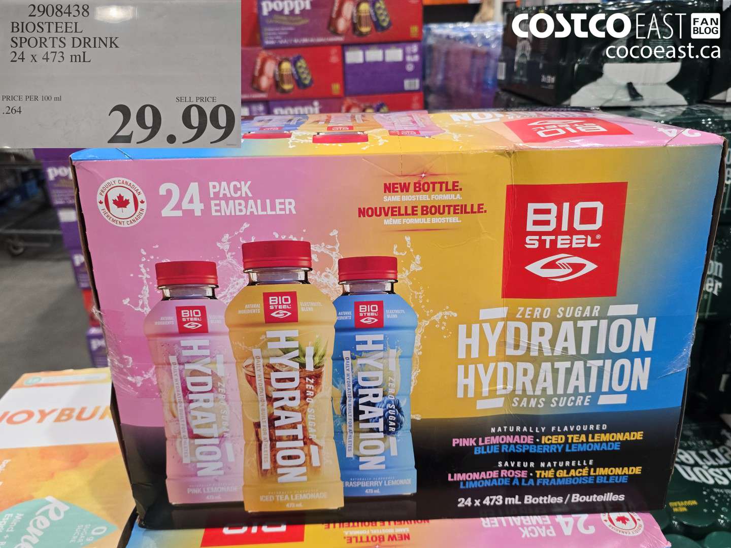 2908438 BIOSTEEL SPORTS DRINK 24 X 473 ML $29.99