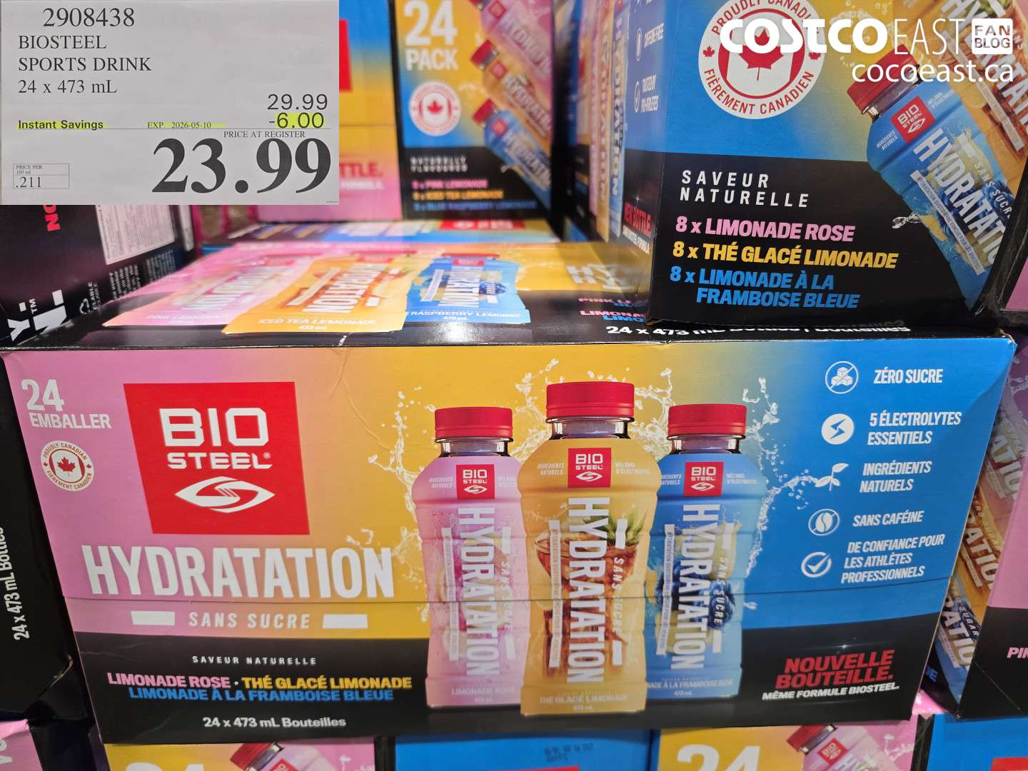 2908438 BIOSTEEL SPORTS DRINK 24 X 473 ML ($6.00 INSTANT SAVINGS EXPIRES ON 2026-05-10) $23.99