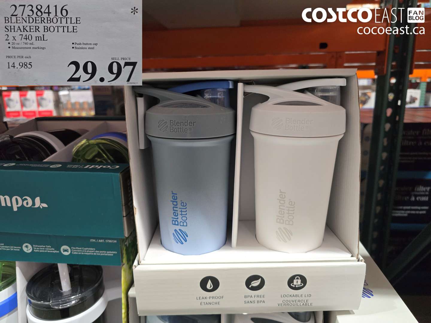 2738416 BLENDERBOTTLE SHAKER BOTTLE 2 X 740 ML $29.97