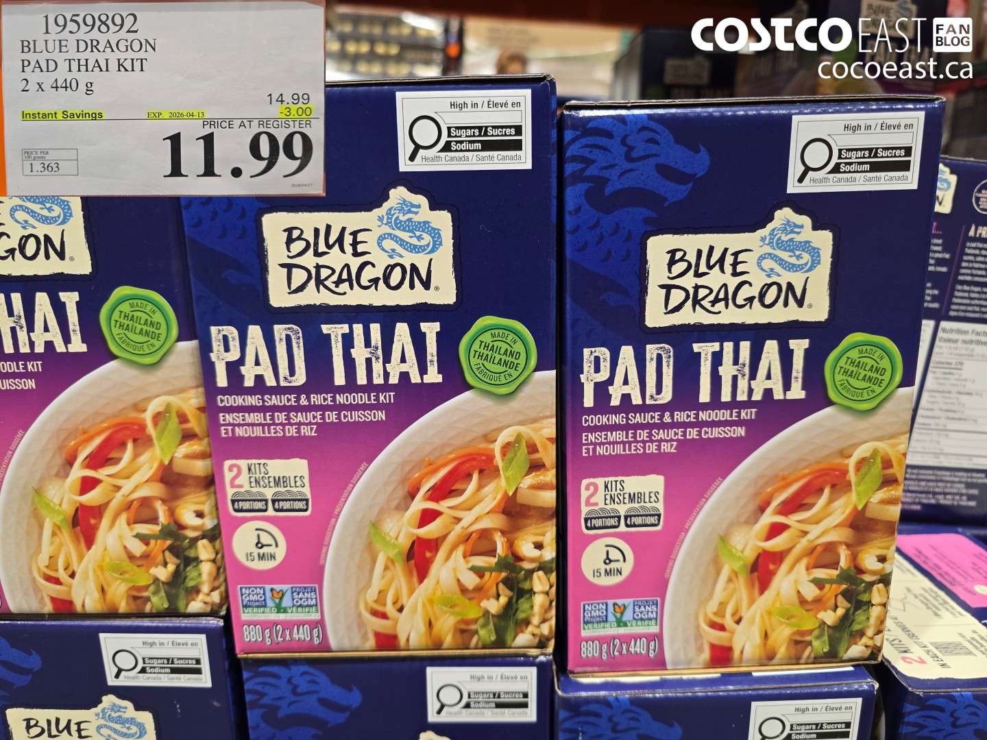 1959892 BLUE DRAGON PAD THAI KIT 2 X 440 G ($3.00 INSTANT SAVINGS EXPIRES ON 2026-04-13) $11.99